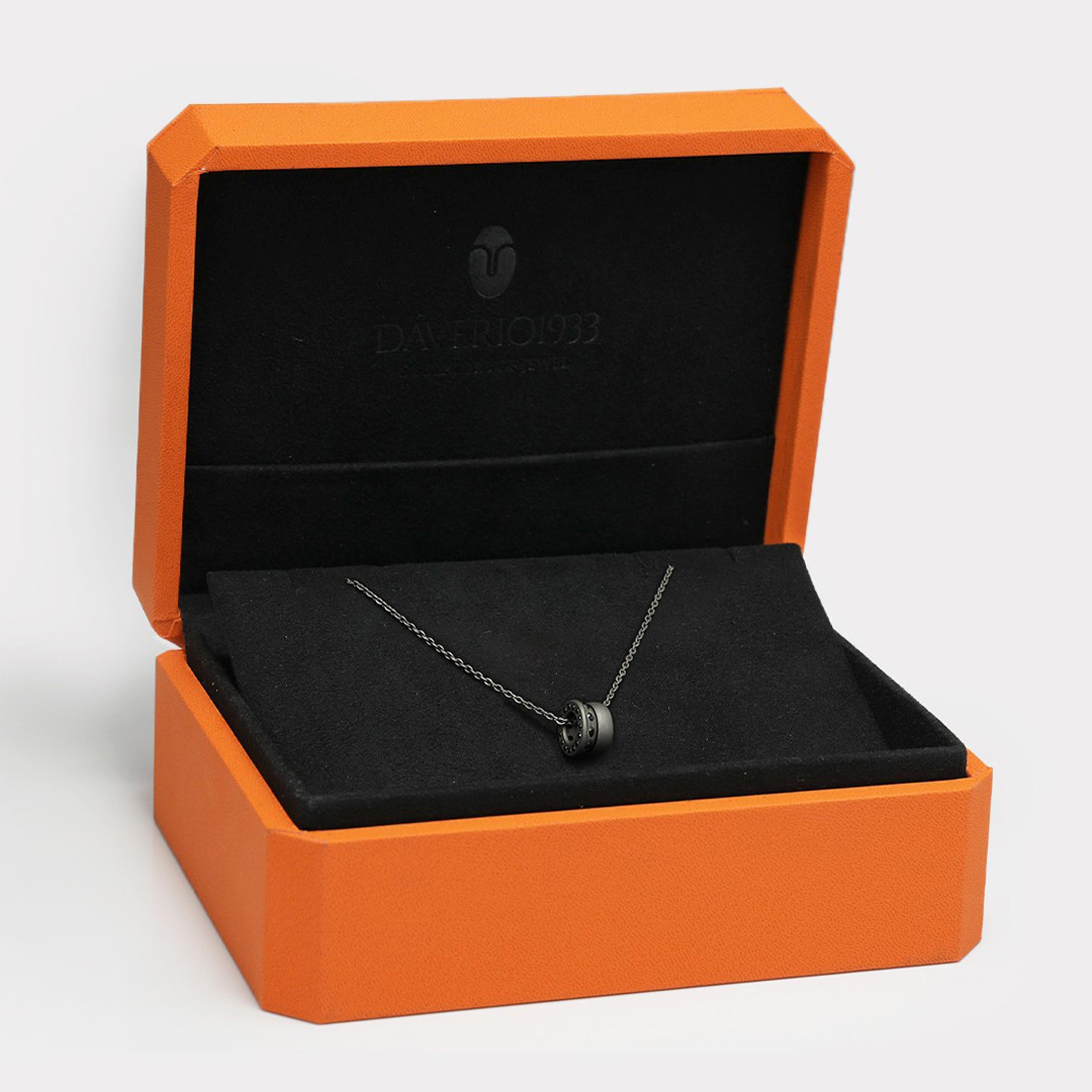 Women's or Men's Titanium Necklace with Black Diamonds For Sale