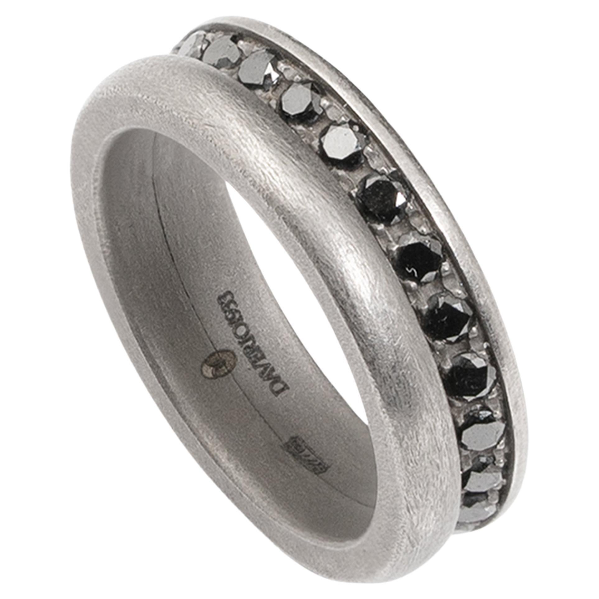 Titanium Ring with Black Diamonds For Sale
