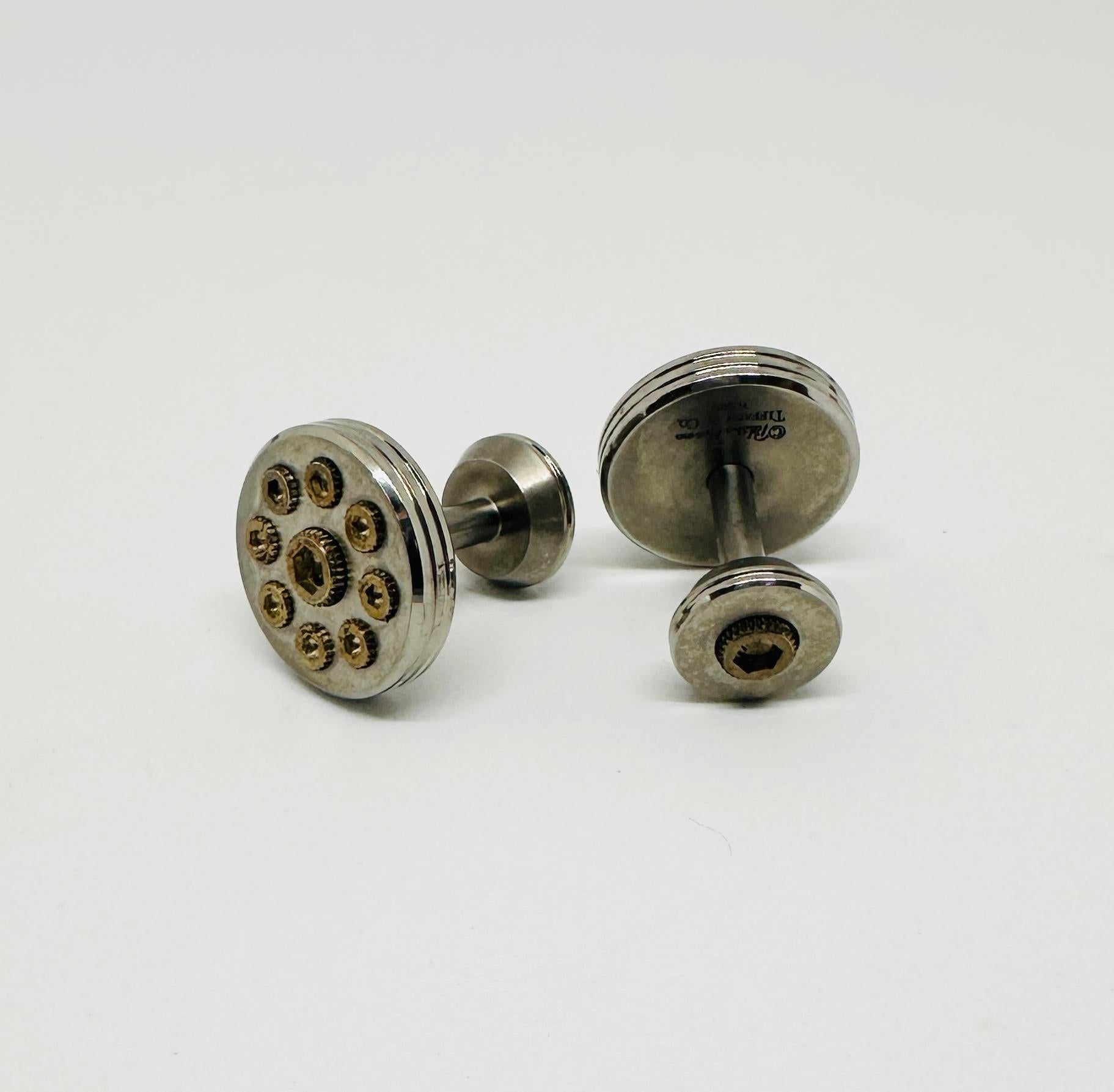 Contemporain Boutons de manchette Turbo en titane et argent sterling de Paloma Picasso pour Tiffany & Co en vente