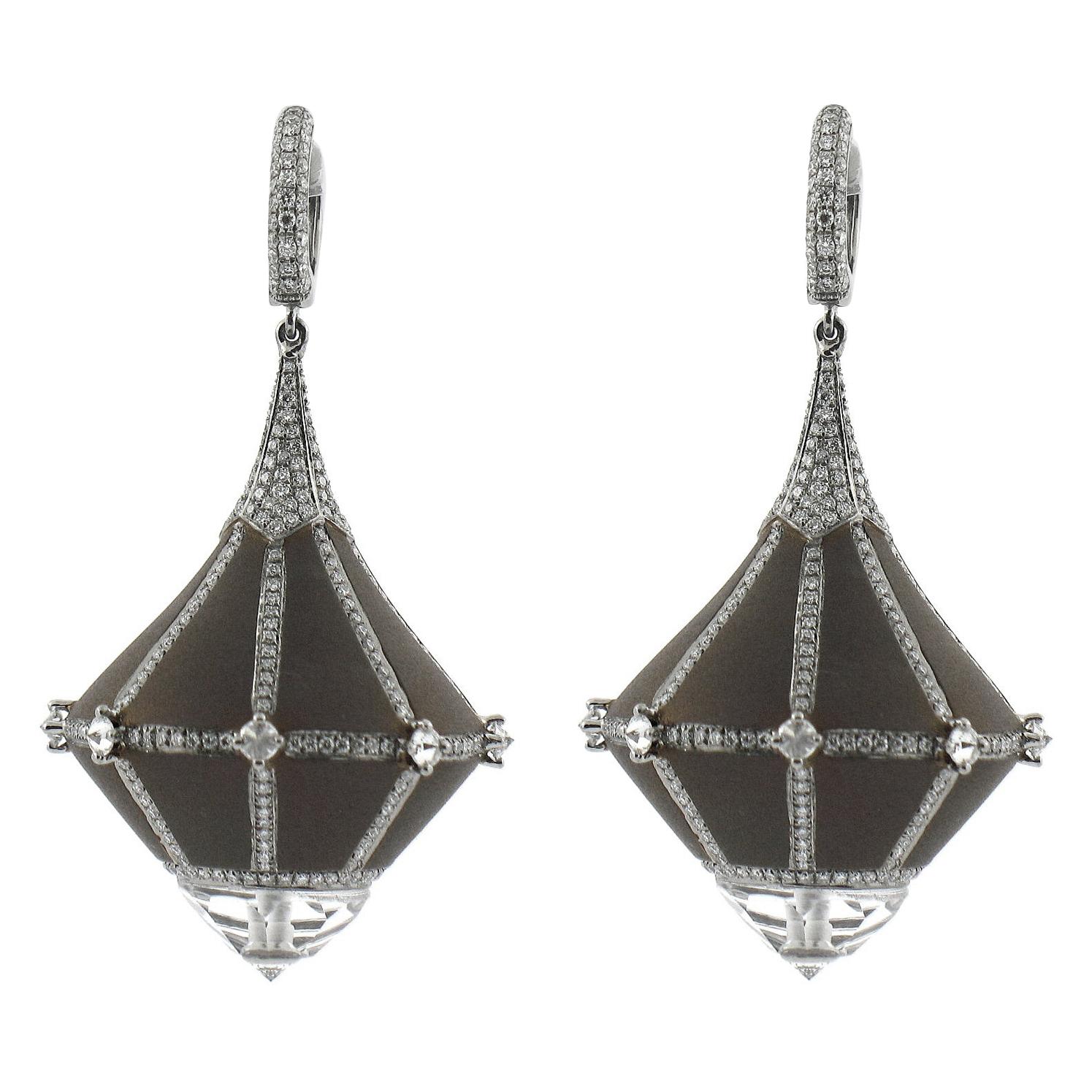 Titanium Tops Diamond Earrings  For Sale