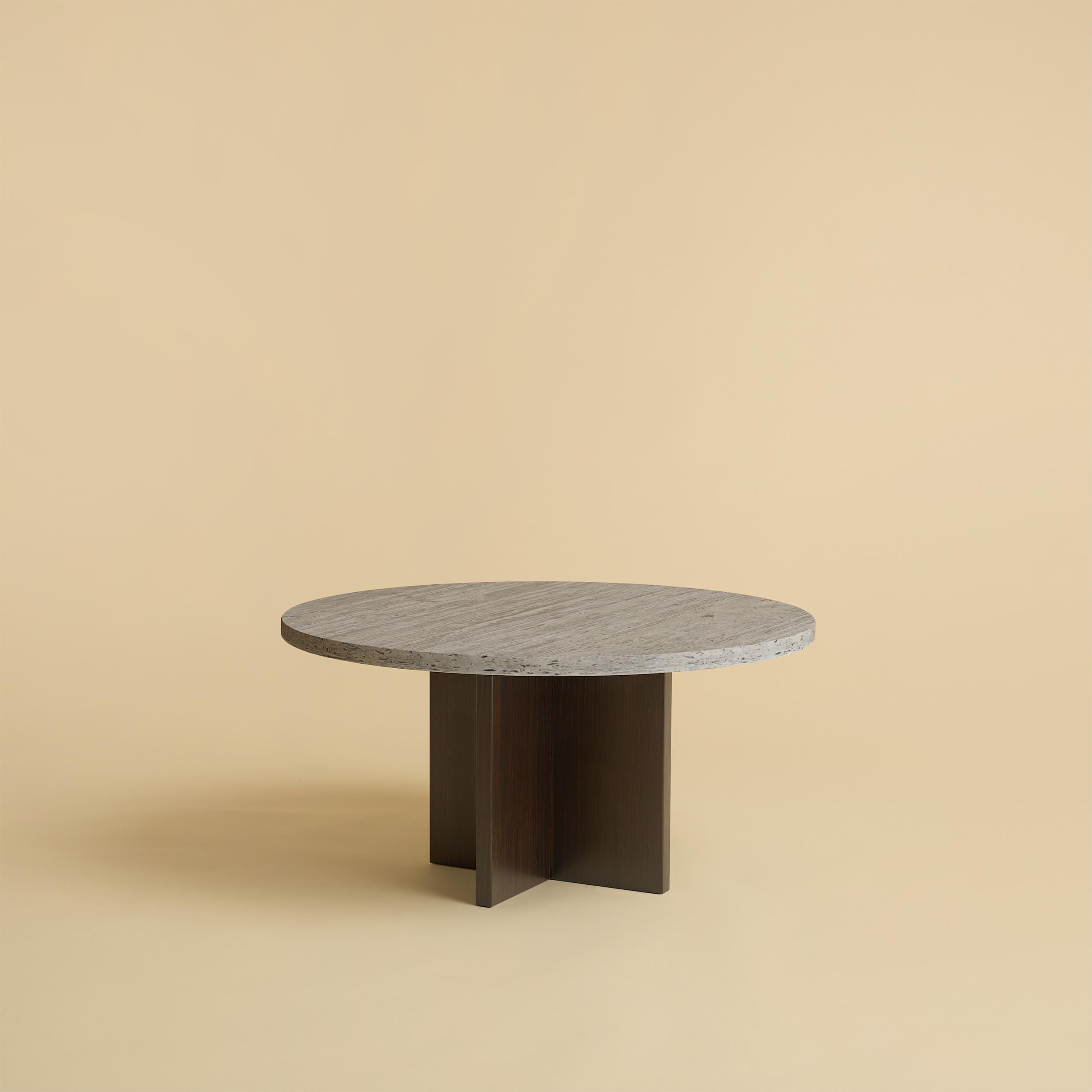 Titanium Travertine and Smoked Oak Tinian Coffee Table by Lebanto
Dimensions: W 60 x D 60 x H 31 cm
Materials: Marble, Wood.

Lebanto is an expression of identity, a tapestry of dreams woven from the threads of their lives. Their journey began with