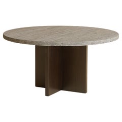 Tinian Couchtisch aus Titantravertin und Räuchereiche von Lebanto