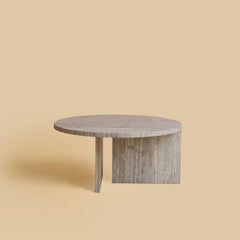 Titanium Travertine Coffee Table with Round Top by Lebanto