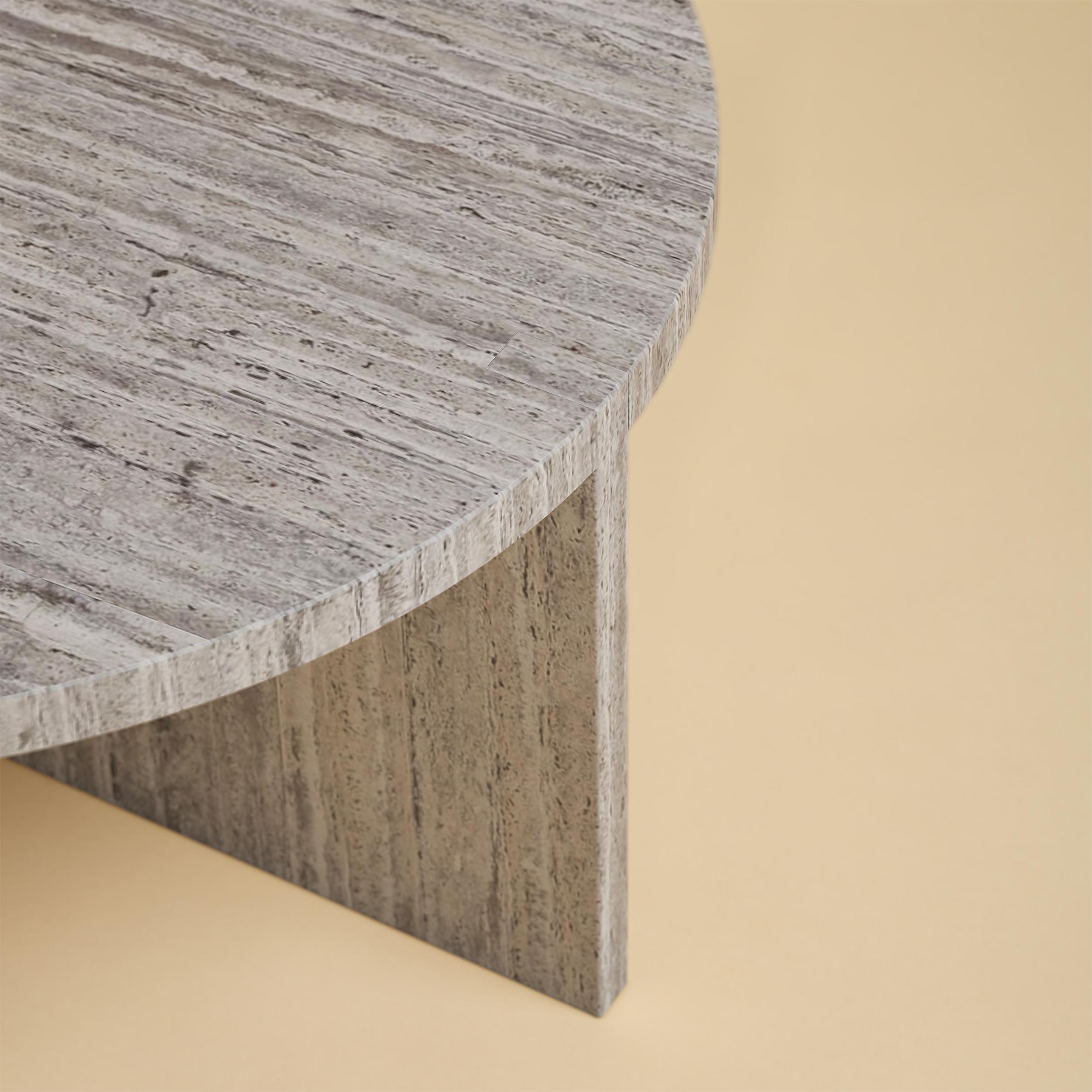 Postmoderne Table basse Hashi en titane et travertin par Lebanto en vente