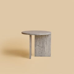 Titanium Travertine Side Table with Round Top by Lebanto