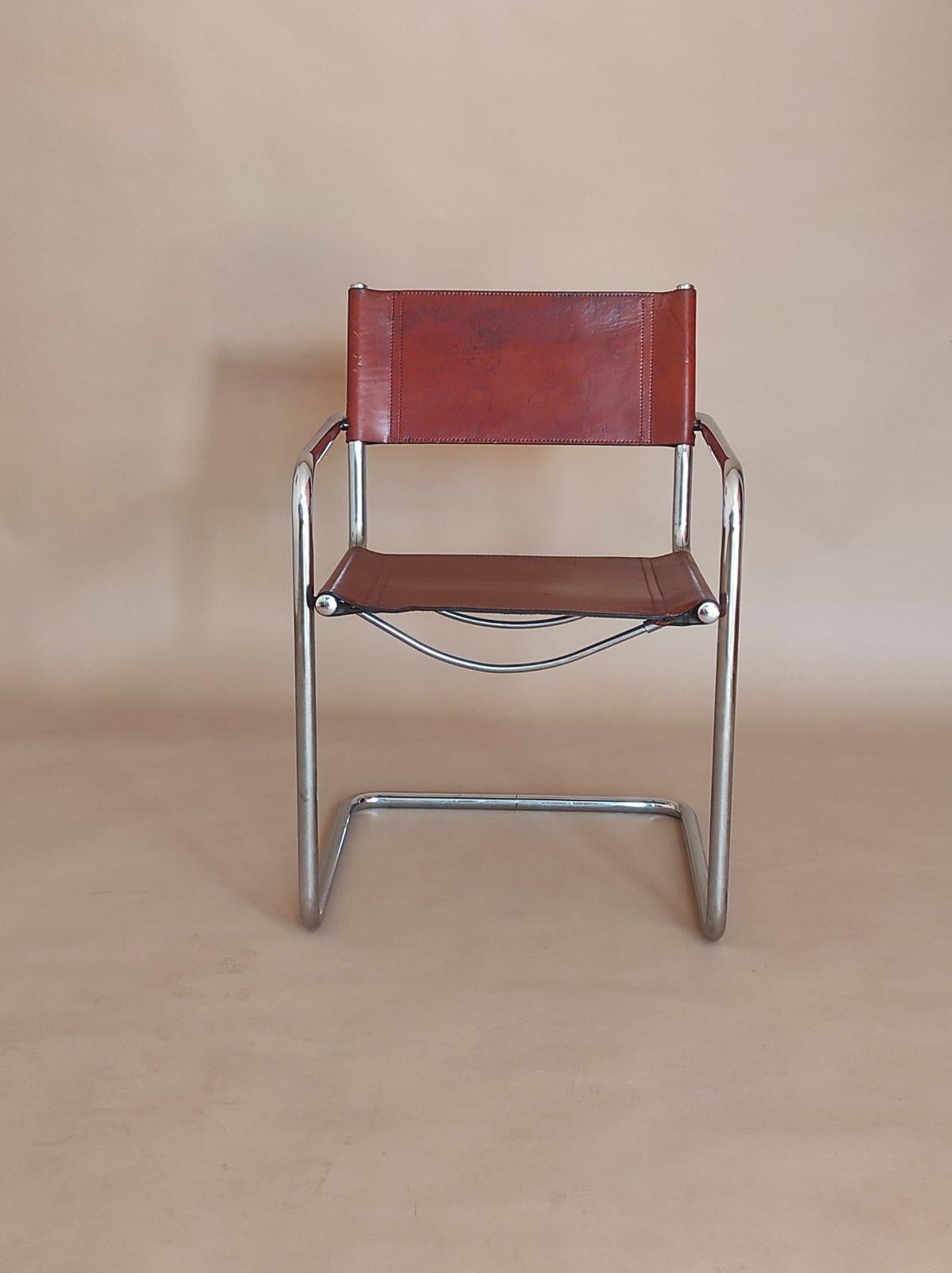 Titi Agnili Cantilever Leather Chair for Unifor Italy 1970s