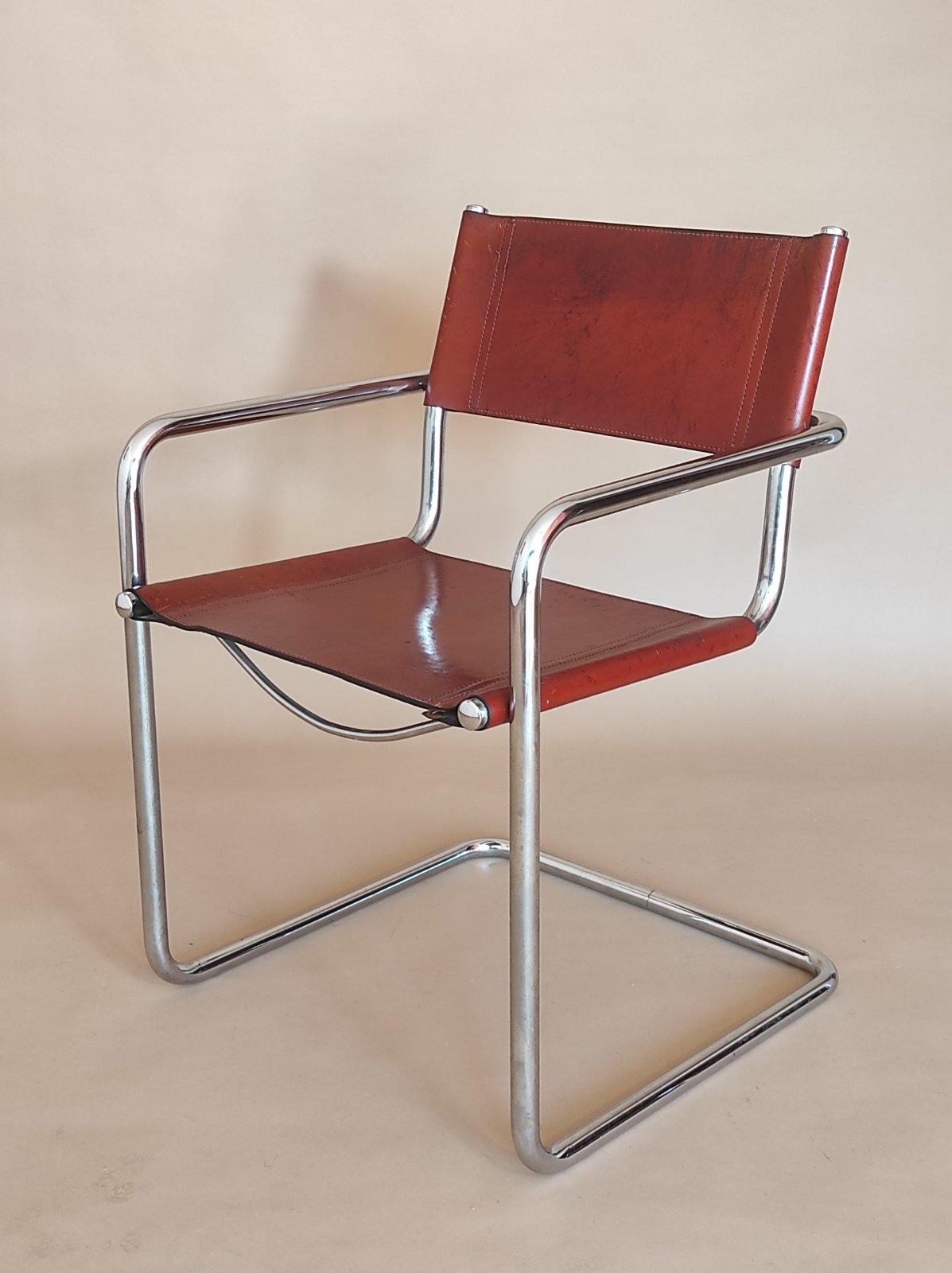 Titi Agnoli Cantilever Leather Chair for UNIFOR Italy 1970s For Sale 1