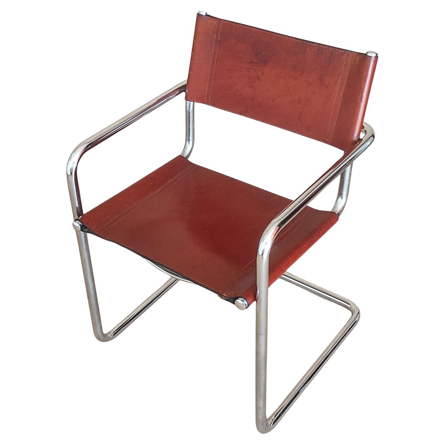 Titi Agnoli Cantilever Leather Chair for UNIFOR Italy 1970s For Sale