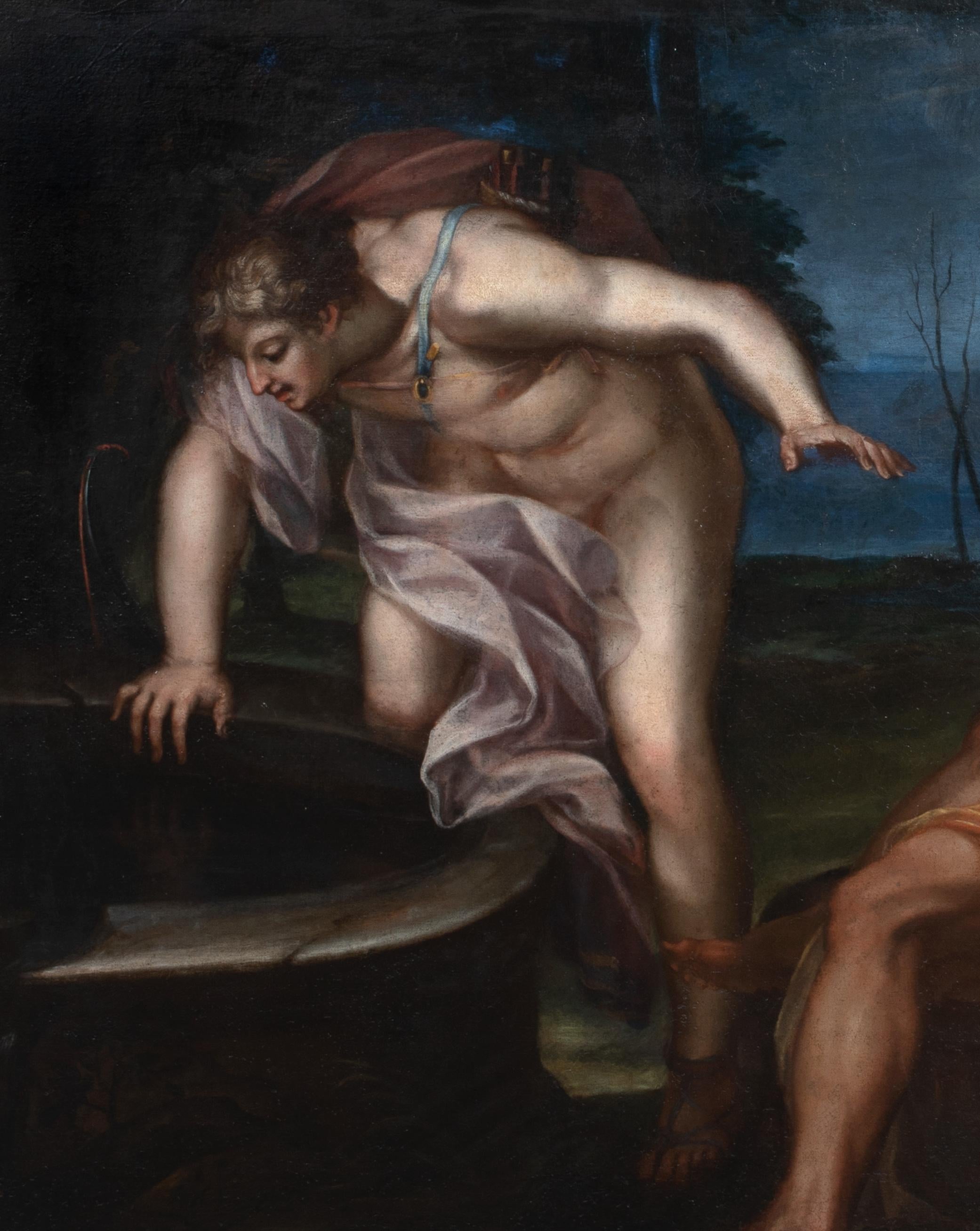 Vulcan & Diana, 16th/17th Century - Black Portrait Painting by Titian