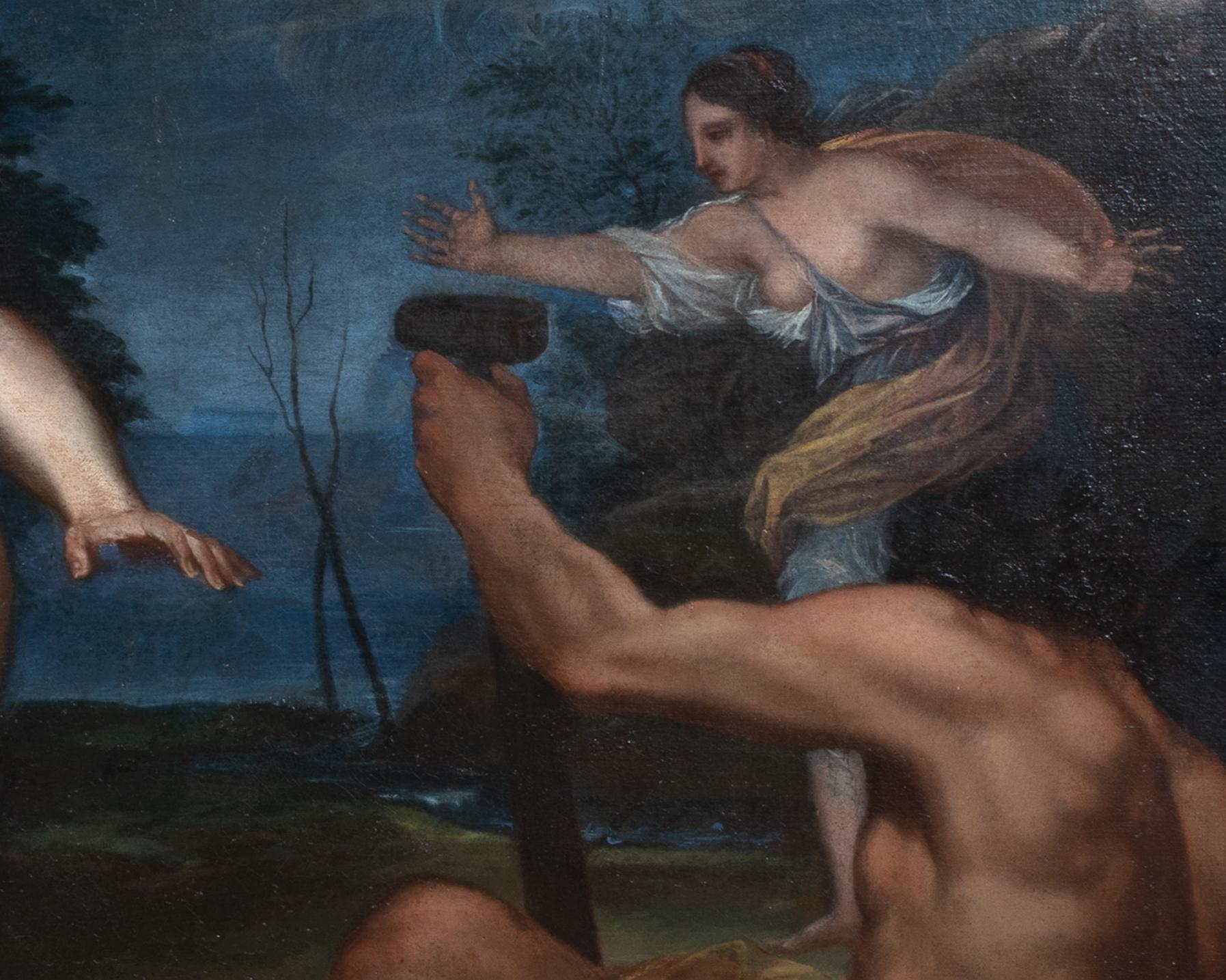 Vulcan & Diana, 16th/17th Century 

circle of TITIAN (1488-1576)

Huge 16th/17th century Italian Old Master classical scene with gods Diana and Vulcan, oil on canvas. Exceptional early and important Italian Old Master in excellent condition for its