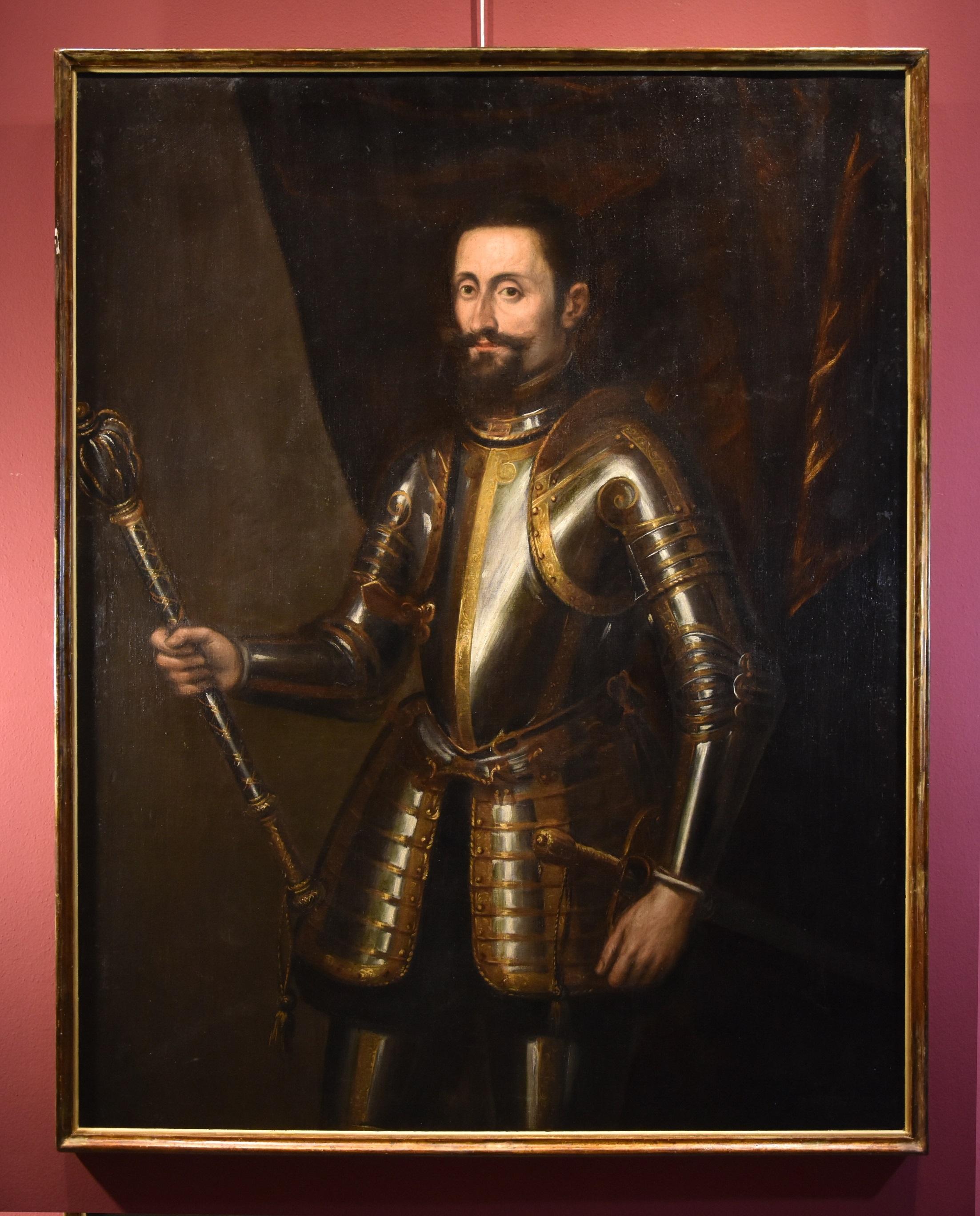 Portrait Knight Armour Titian Paint Oil on canvas Old master 16/17th Century - Painting by Titian painter of the late 16th century