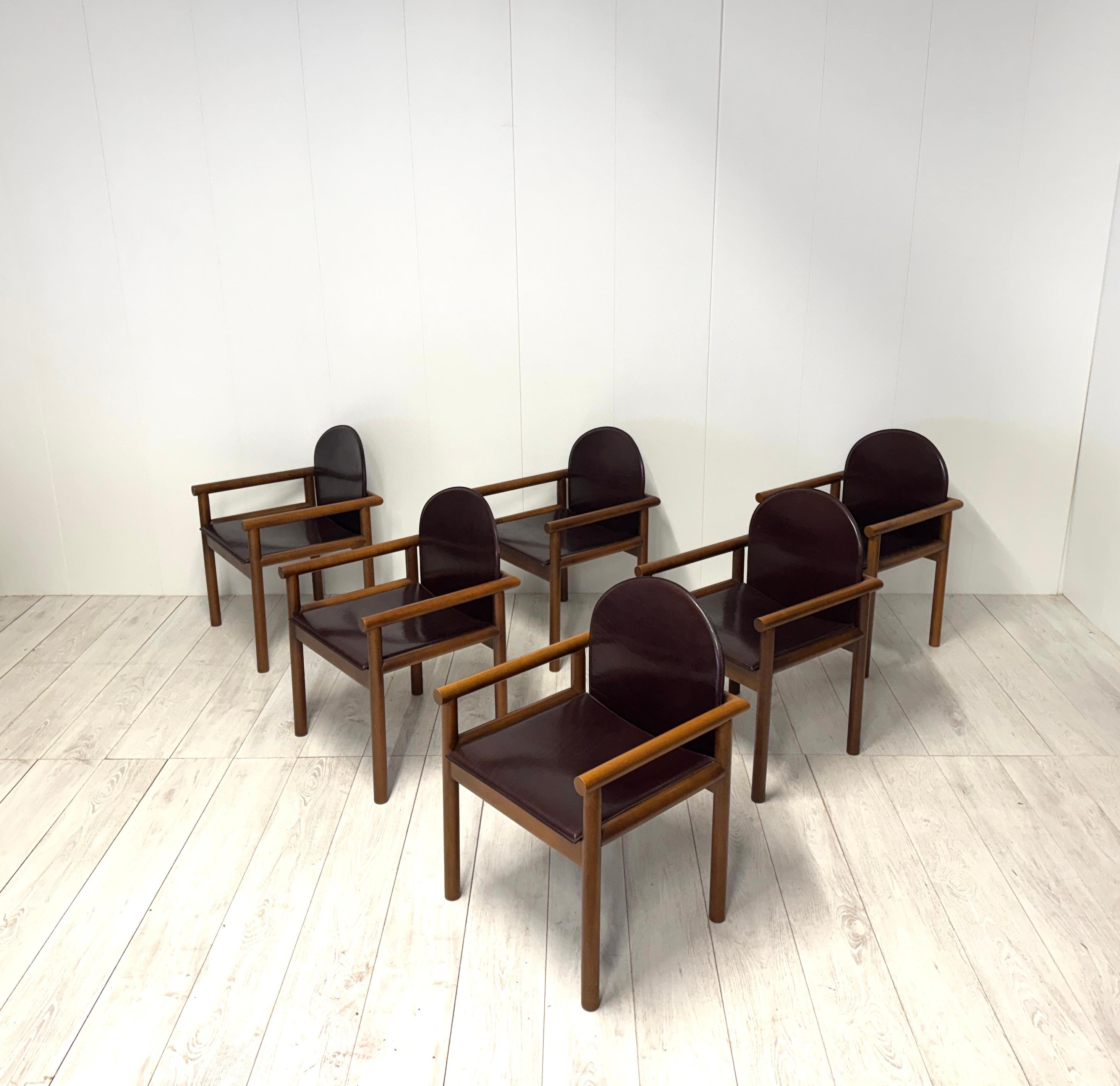 Titina Ammannati, Giampiero Vitelli, Six chairs, prod. Catalan 1970s In Good Condition In Rivoli, IT