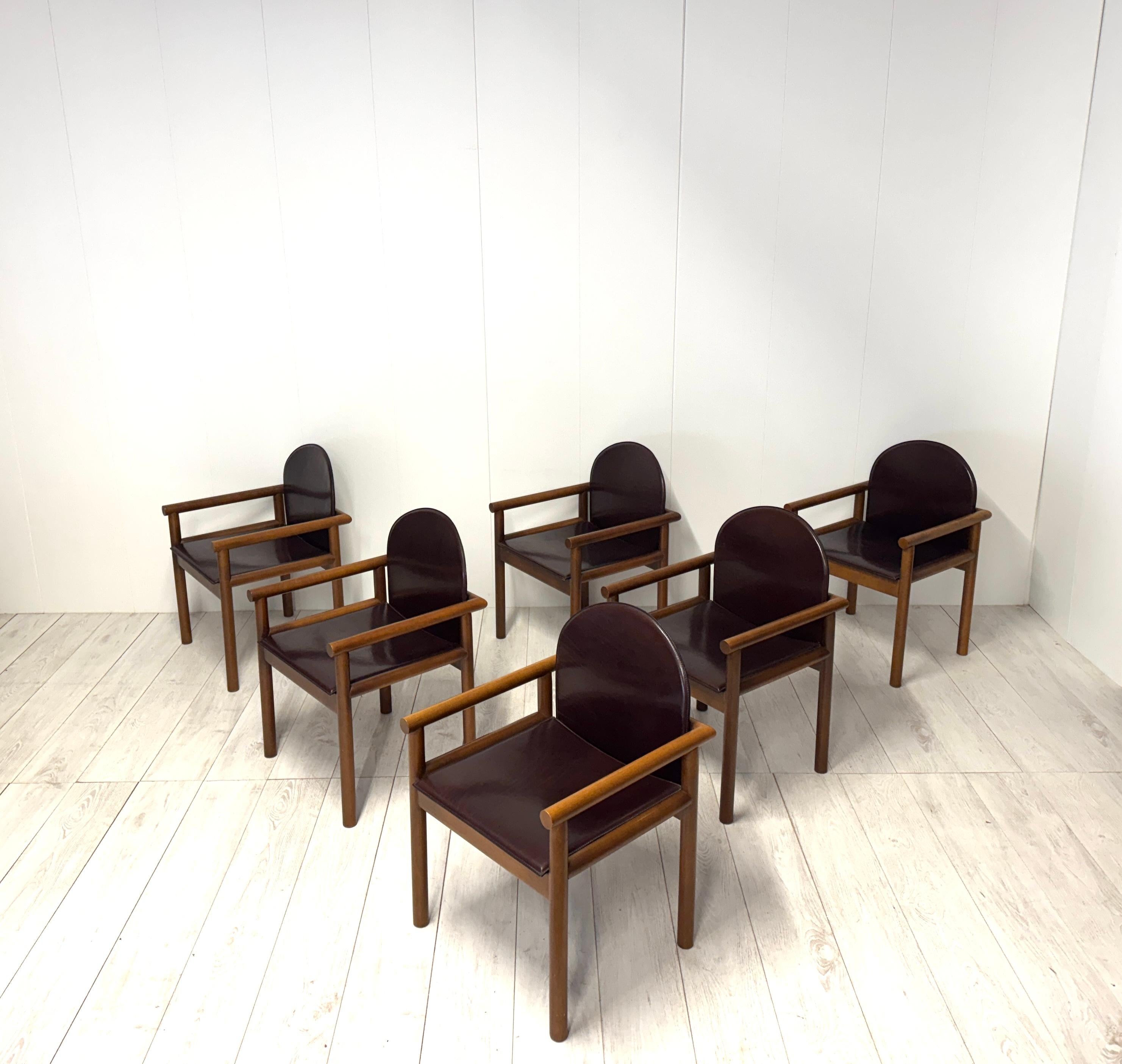 Late 20th Century Titina Ammannati, Giampiero Vitelli, Six chairs, prod. Catalan 1970s