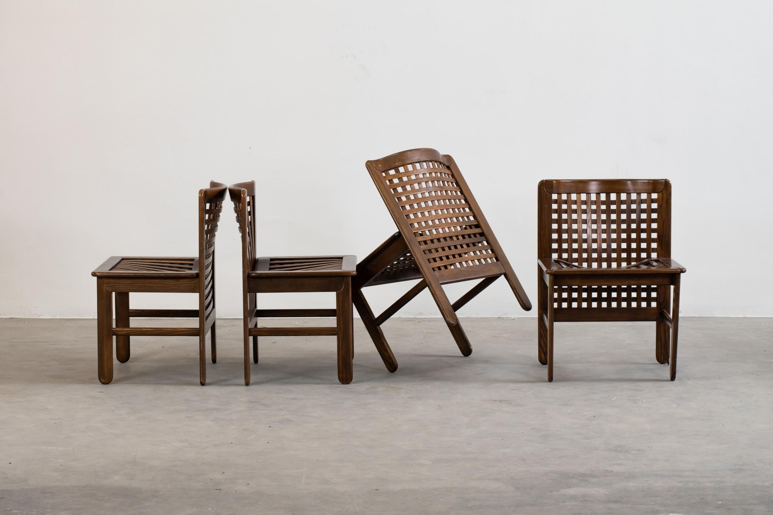 Italian Titina Ammannati & Giampiero Vitelli Six Transenna Chairs By Pozzi And Verga 70s