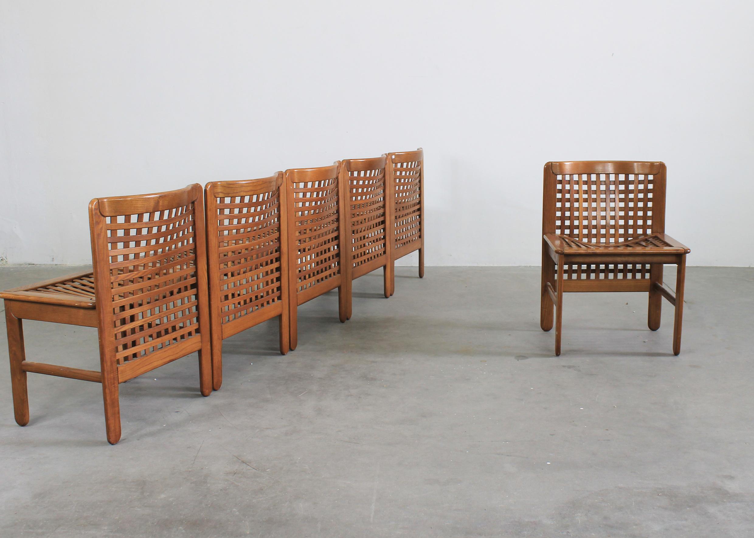 Titina Ammannati & Giampiero Vitelli Six Transenna Chairs By Pozzi And Verga 70s For Sale 3