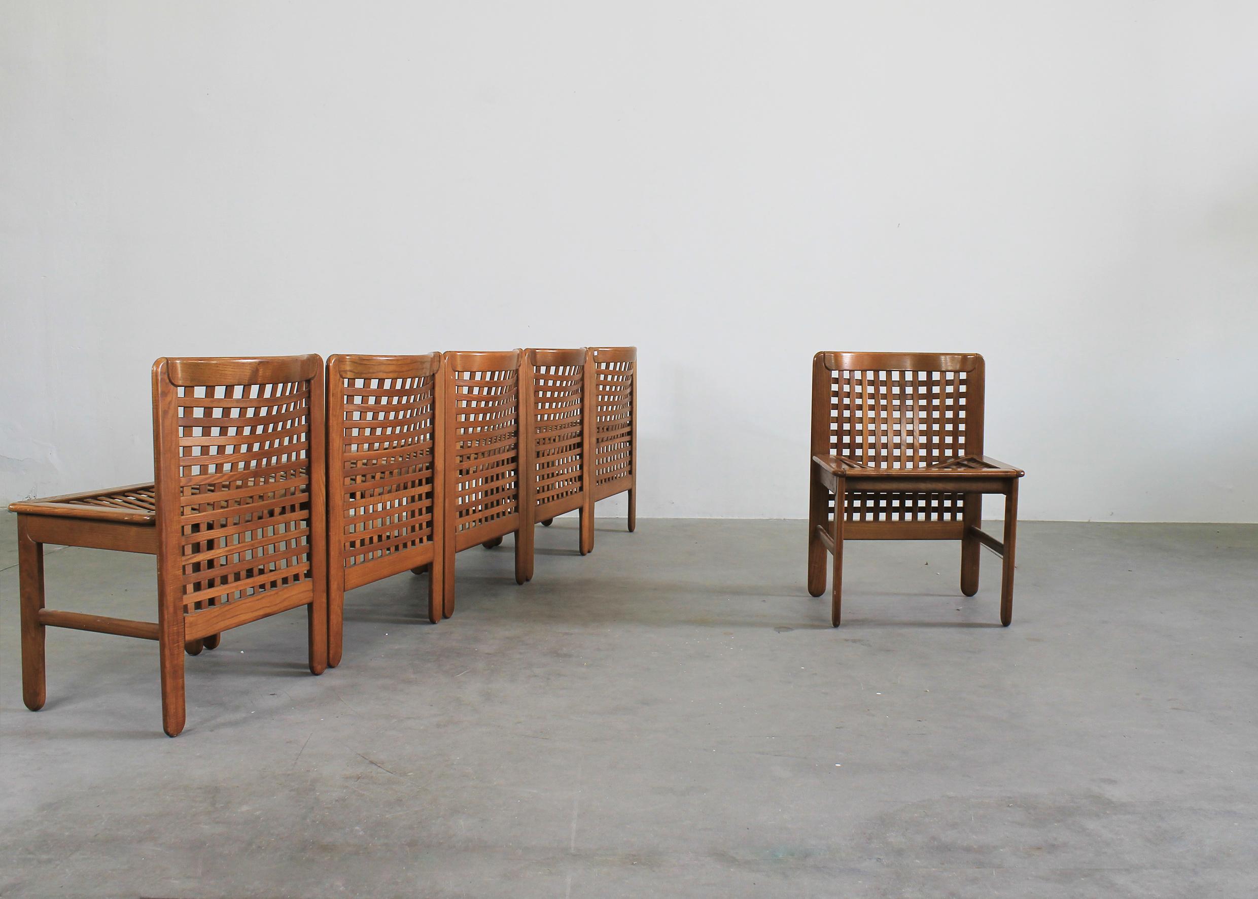 Titina Ammannati & Giampiero Vitelli Six Transenna Chairs By Pozzi And Verga 70s For Sale 4