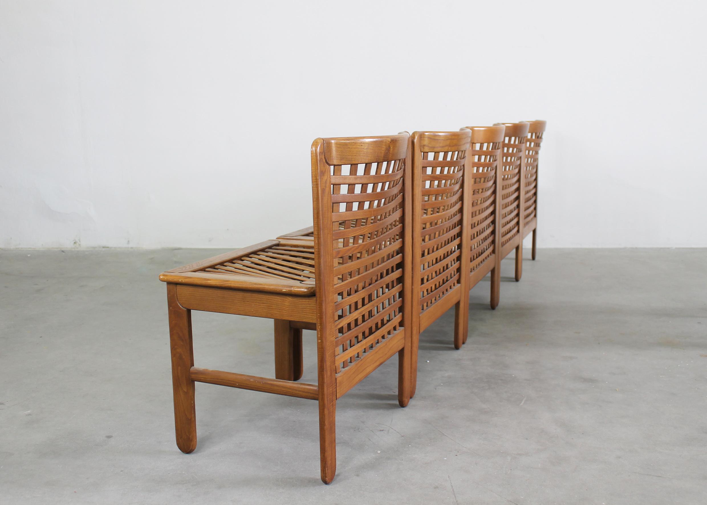 Titina Ammannati & Giampiero Vitelli Six Transenna Chairs By Pozzi And Verga 70s For Sale 5