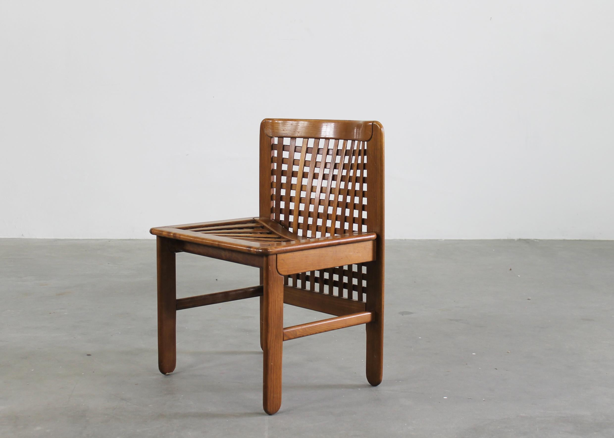Wood Titina Ammannati & Giampiero Vitelli Six Transenna Chairs By Pozzi And Verga 70s For Sale