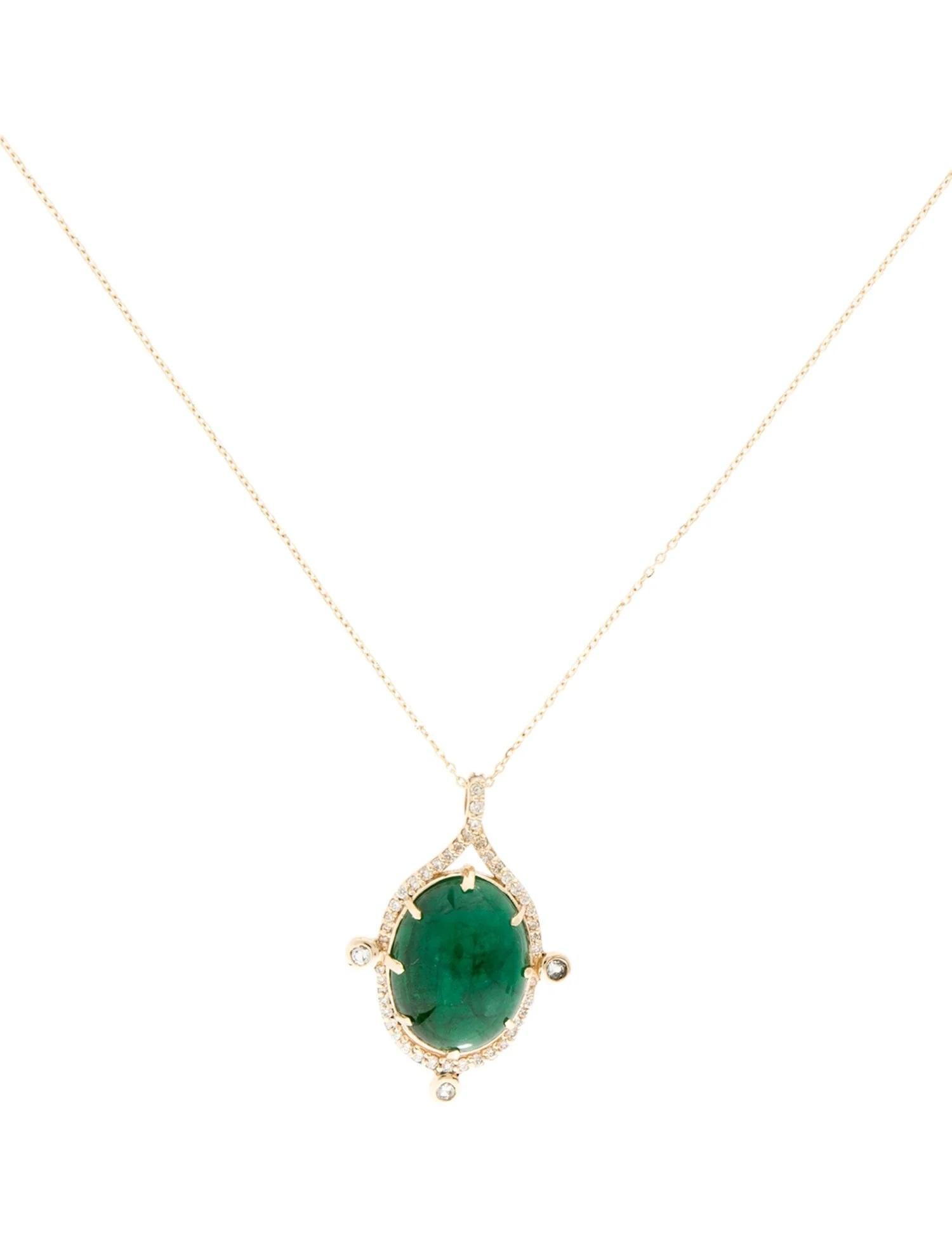 Emerald Cut Title: 14K Yellow Gold 10.62ct Emerald, Sapphire & Diamond Pendant Necklace For Sale