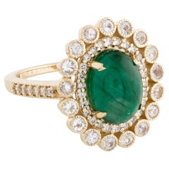 Titel: 14 Karat Gelbgold 4,14 Karat Smaragd, Saphir und Diamant Cocktail-Ring Größe 7