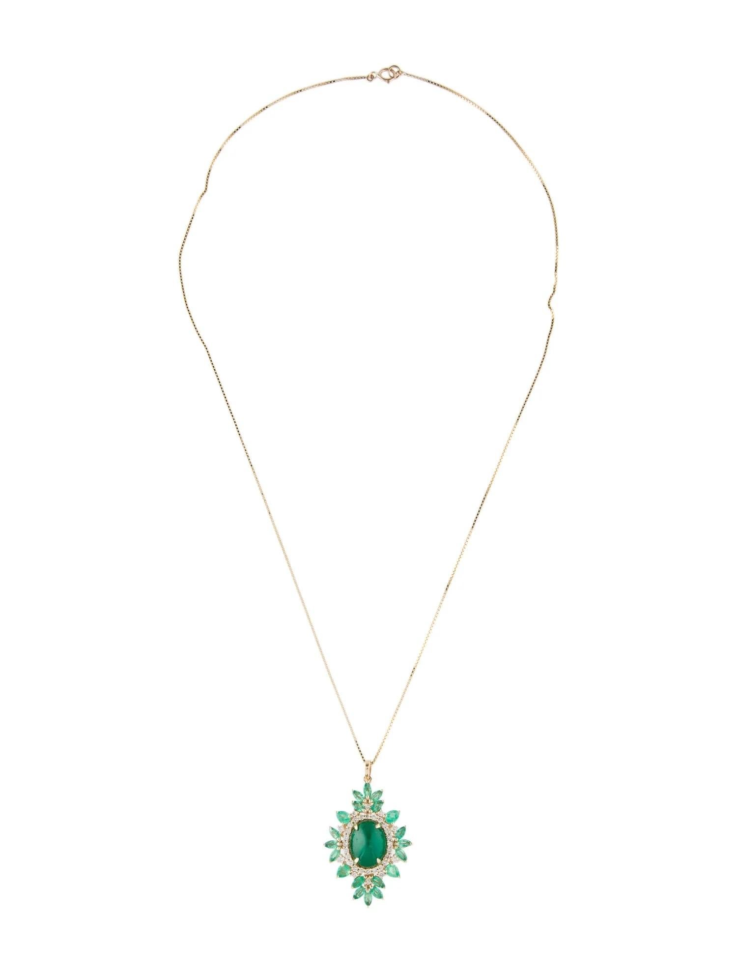 Artist Title: 14K Yellow Gold 6.01ctw Emerald & Diamond Pendant Necklace with Marquise For Sale