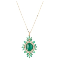 Titolo: Collana con ciondolo in oro giallo 14K con smeraldo e diamante da 6,01ctw e marquise
