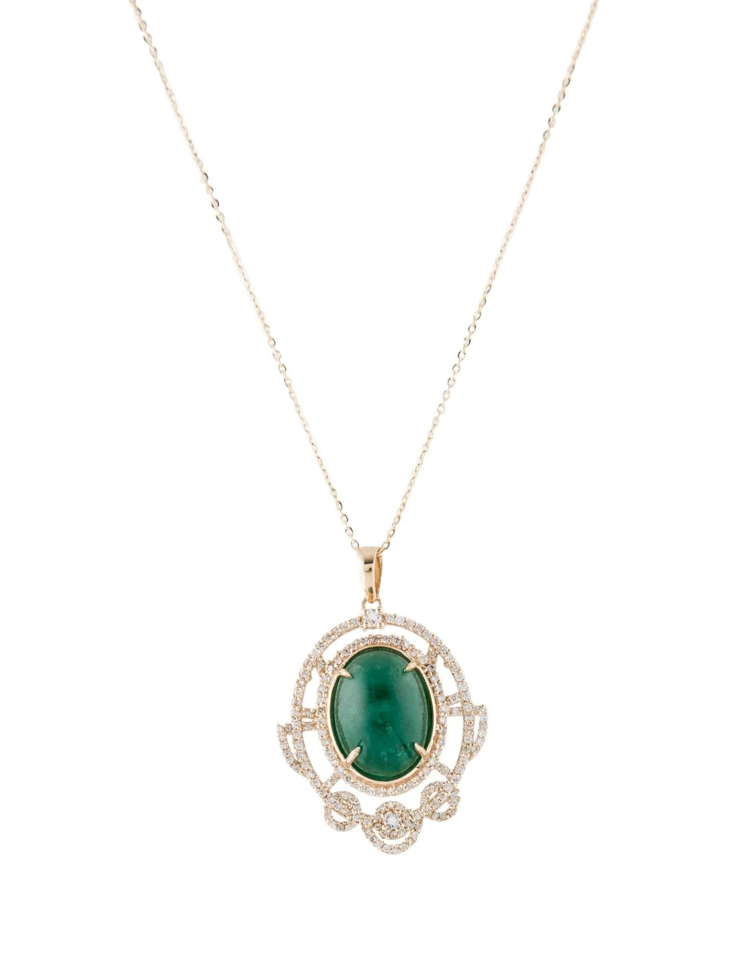 Emerald Cut Title: 14K Yellow Gold 7.95ct Emerald, Sapphire, and Diamond Pendant Necklace For Sale