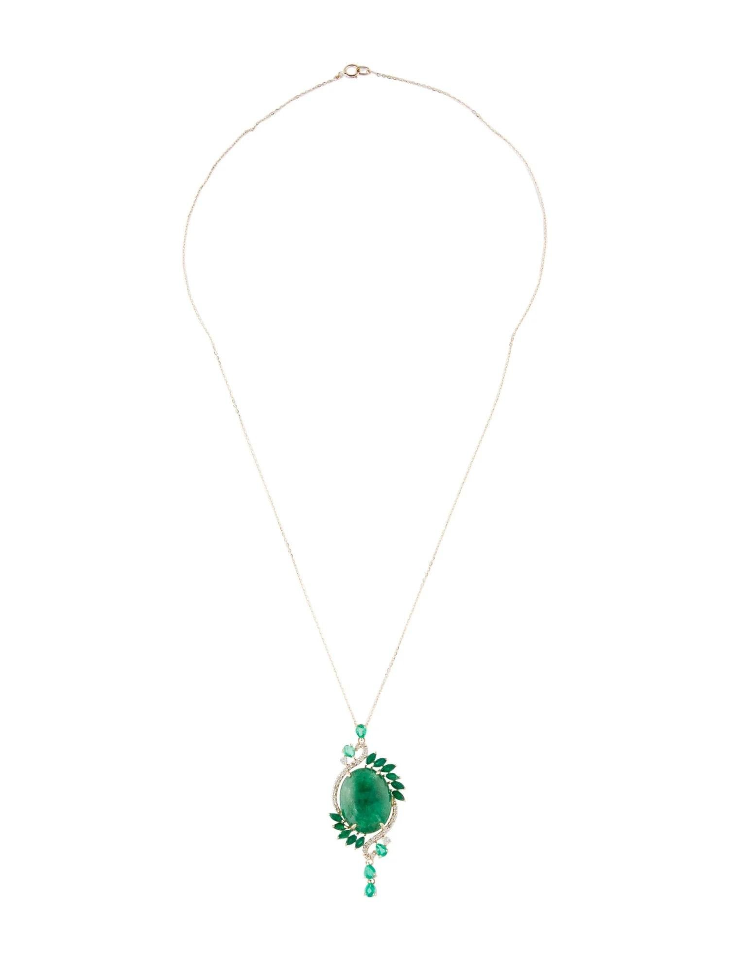 Artist Title: 14K Yellow Gold Emerald, Sapphire & Diamond Pendant Necklace Featuring For Sale