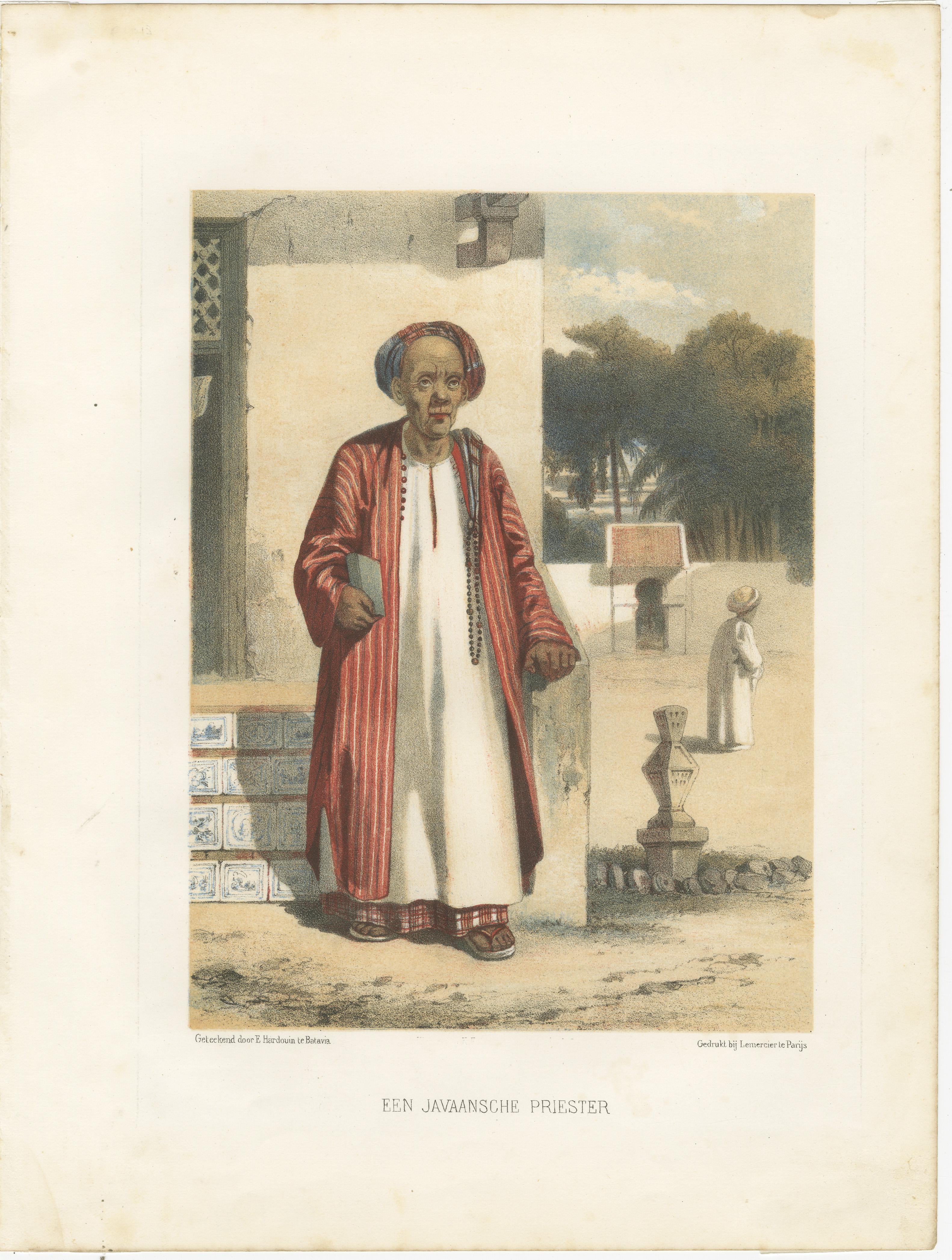 Carta Titolo: Litografie antiche in costume giavanese - Set di cinque di F. Hardouin, 1840 ca. in vendita