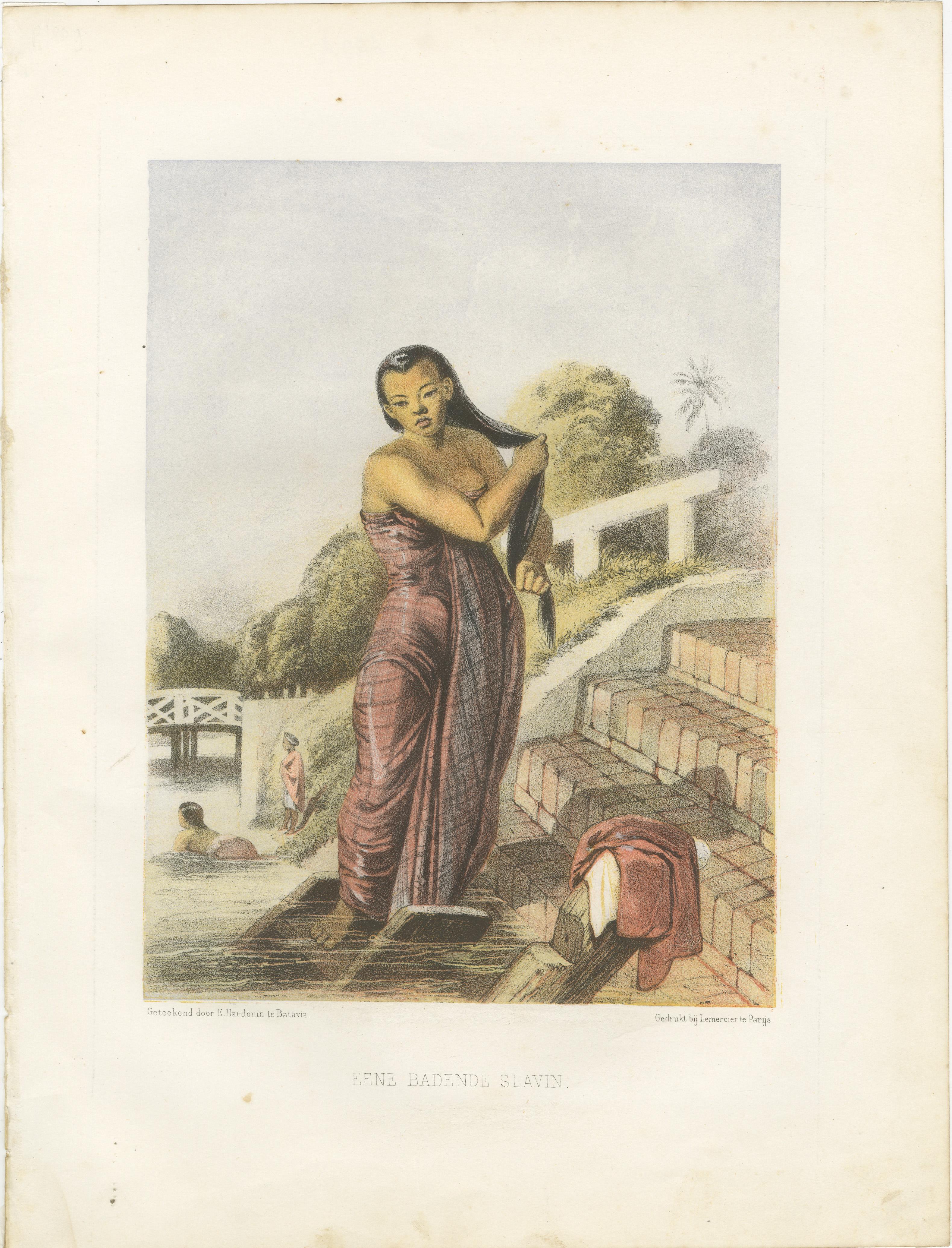 Titolo: Litografie antiche in costume giavanese - Set di cinque di F. Hardouin, 1840 ca. in vendita 2