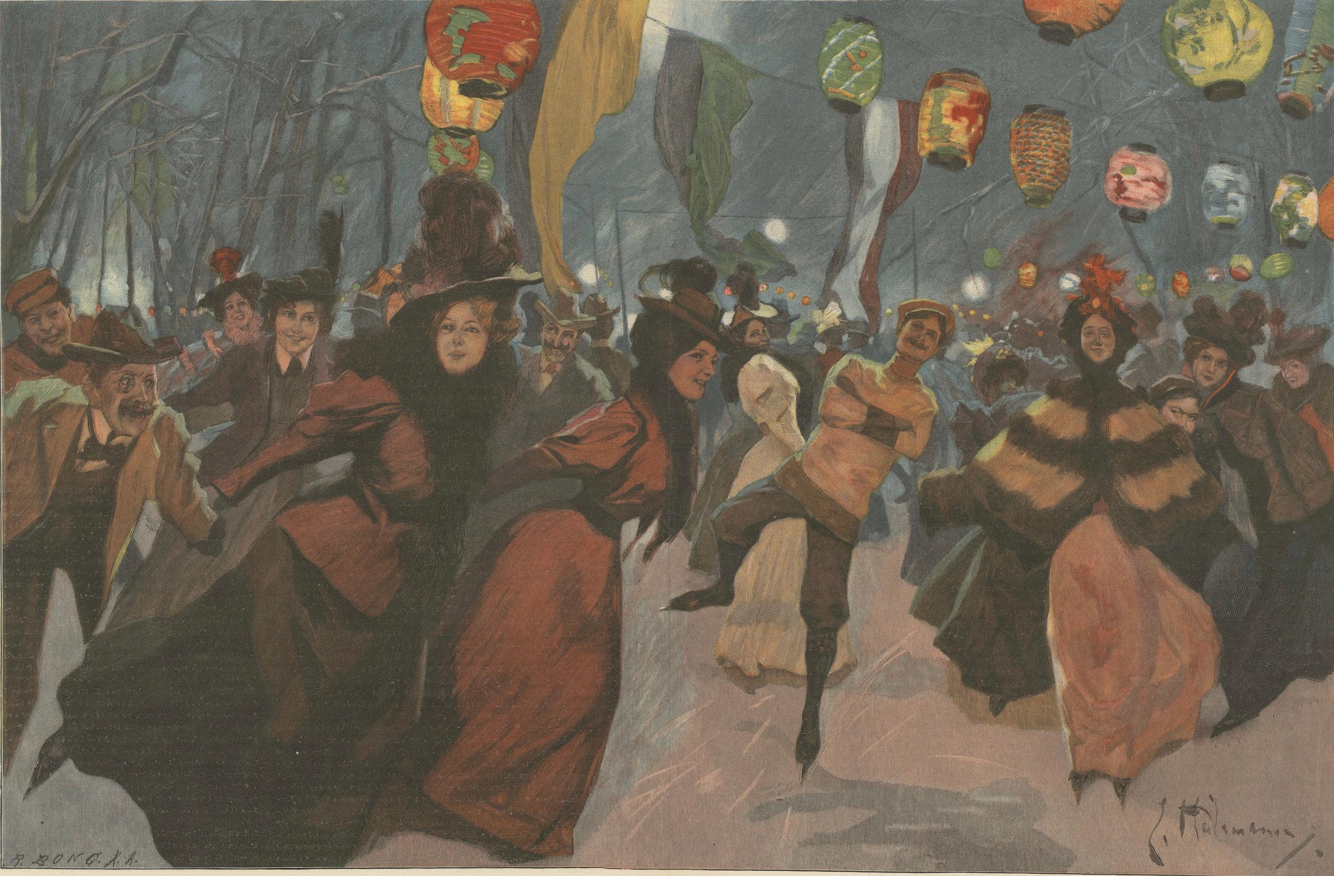 Fine XIX secolo Titolo: Festa d'inverno, pubblicato da Richard Bong, Berlino, circa 1890 in vendita