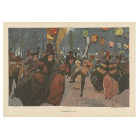 Title: Festive Winter Celebration, Published by Richard Bong, Berlin, circa 1890