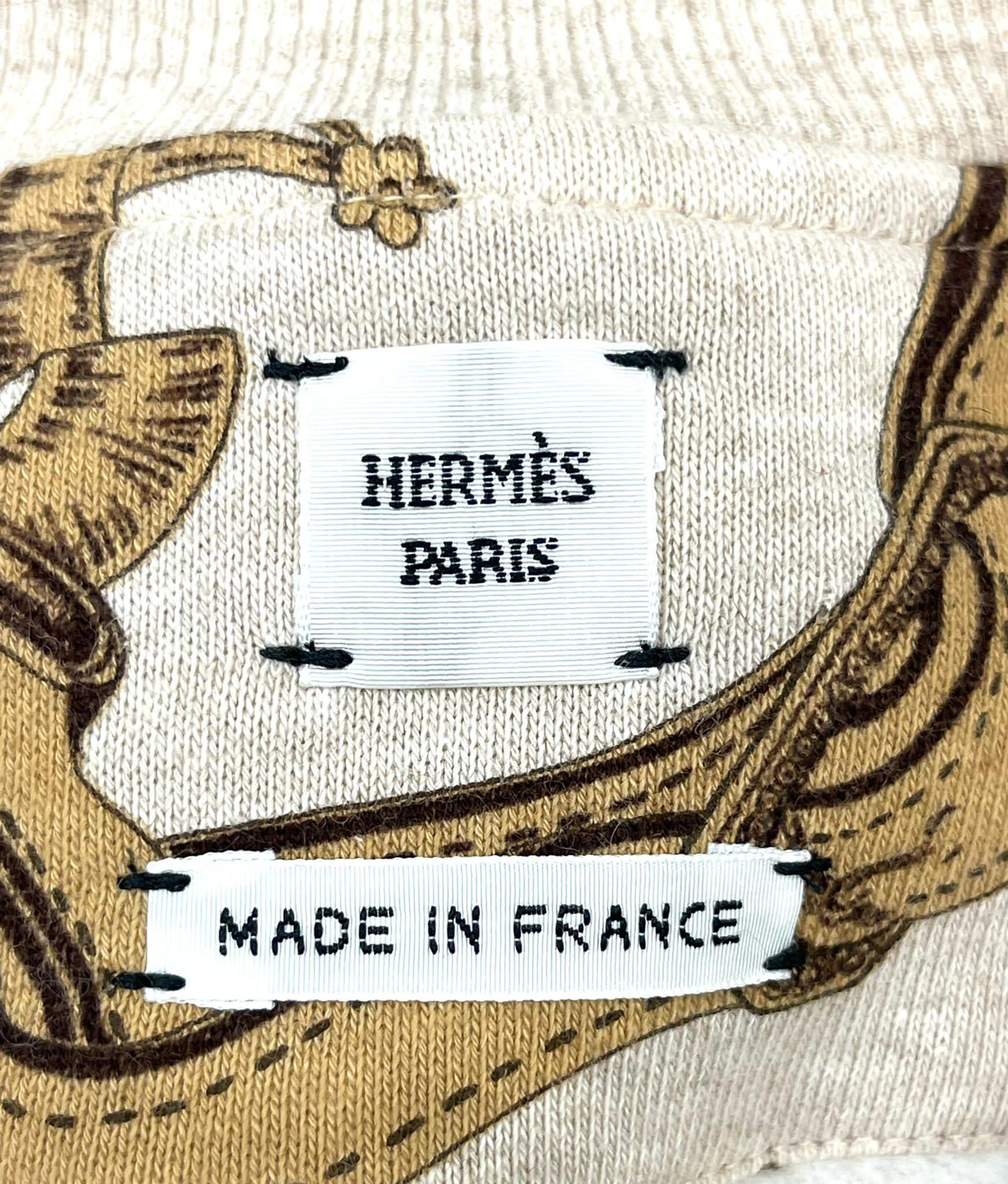Title Hermes Bride De Cour Cotton & Camel Hair Sweater & Joggers. Size 42FR In Excellent Condition For Sale In London, GB