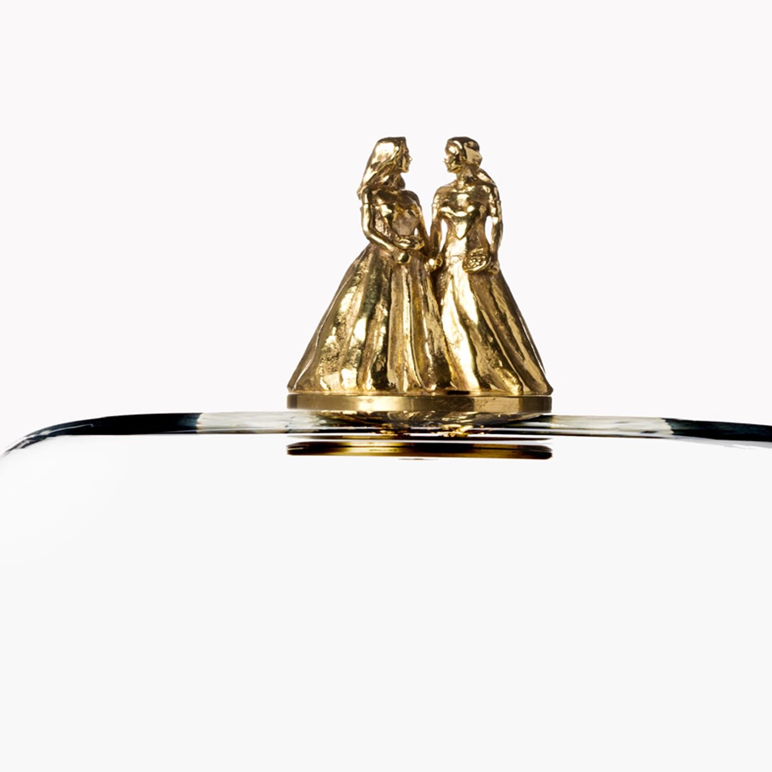 italien Intitulé Happy Ending She+She Dome en verre et laiton en vente