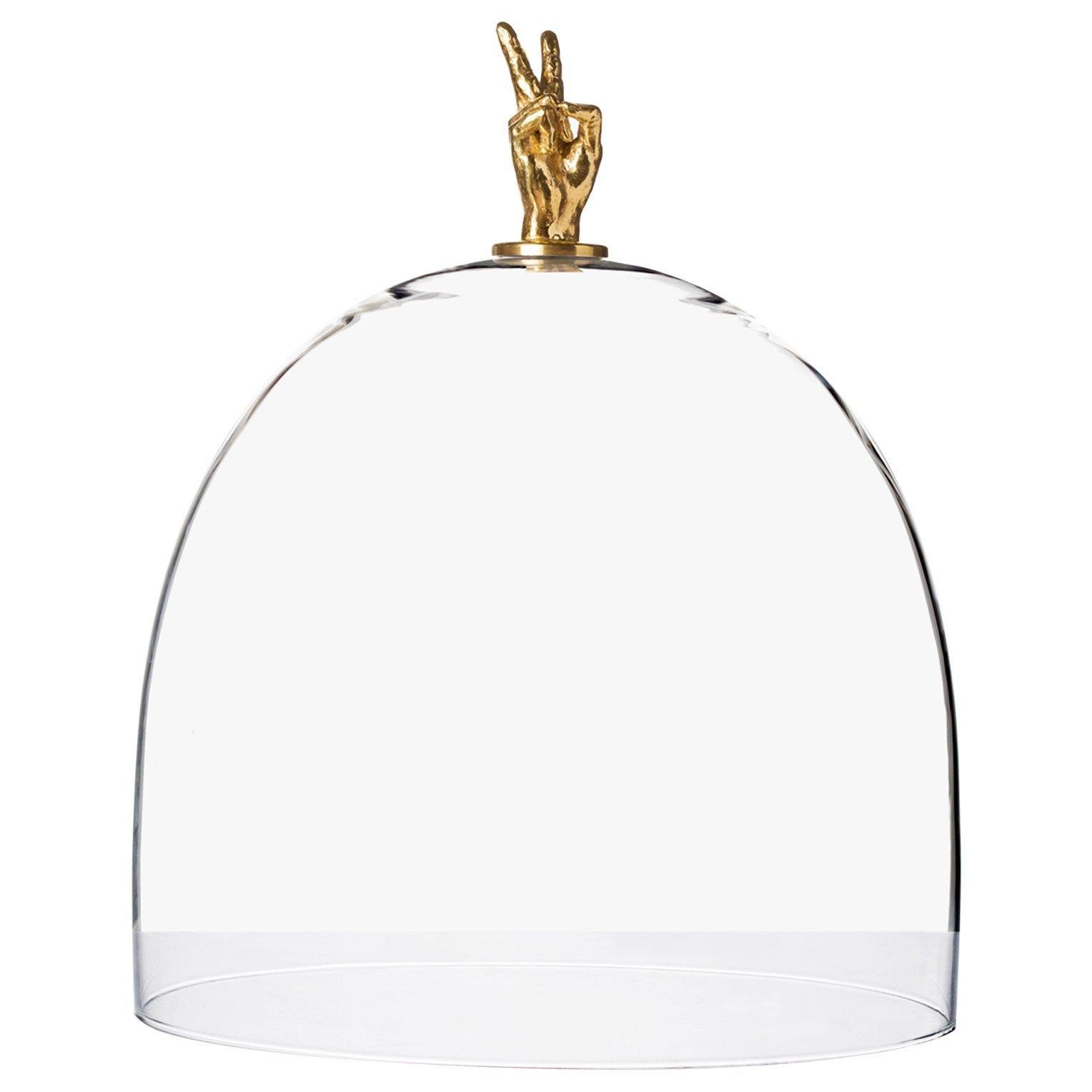 Modern Titled, Top Victory Glass and Brass Dome For Sale