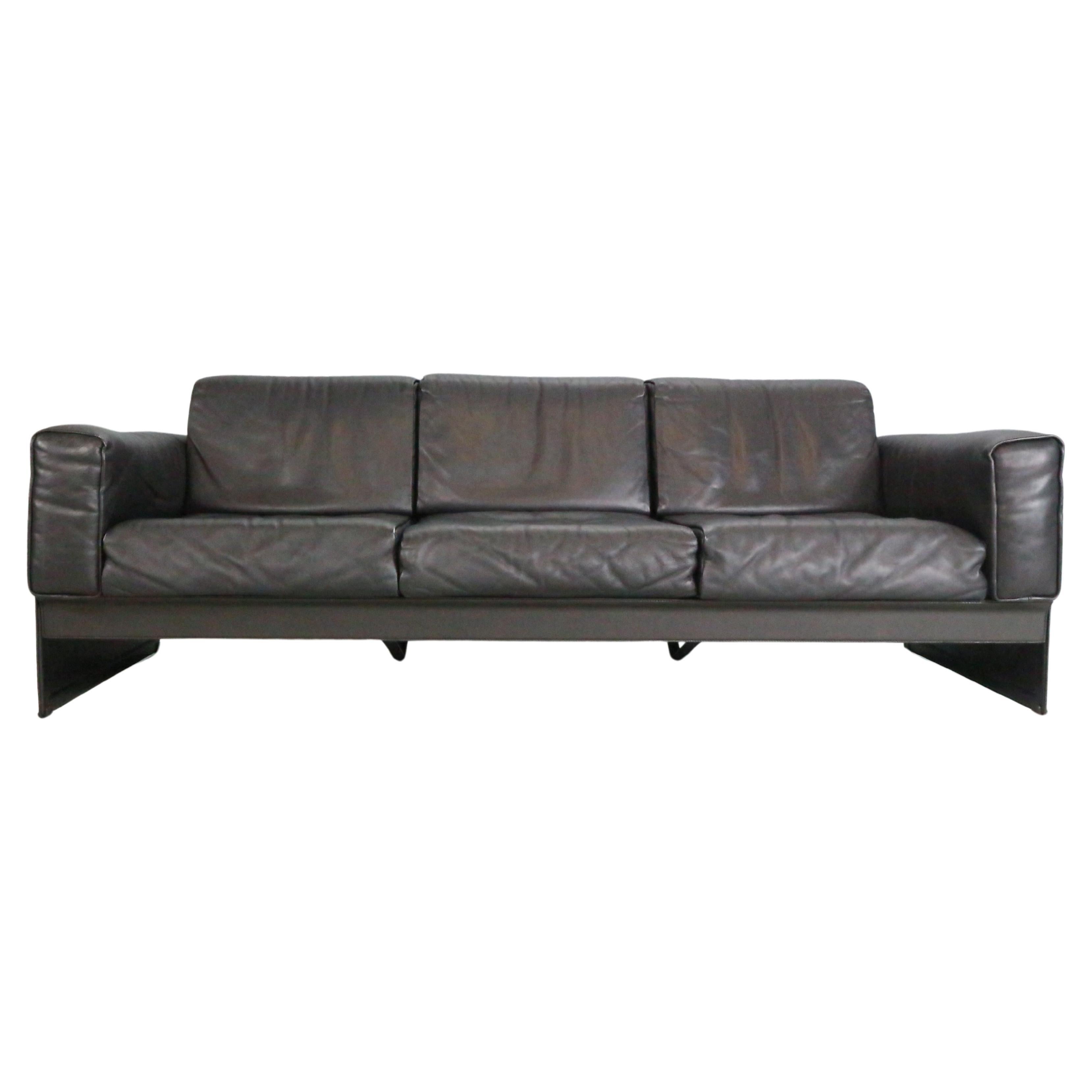 Tito Agnoli 3-Seater Korium Sofa for Matteo Grassi – Black Leather