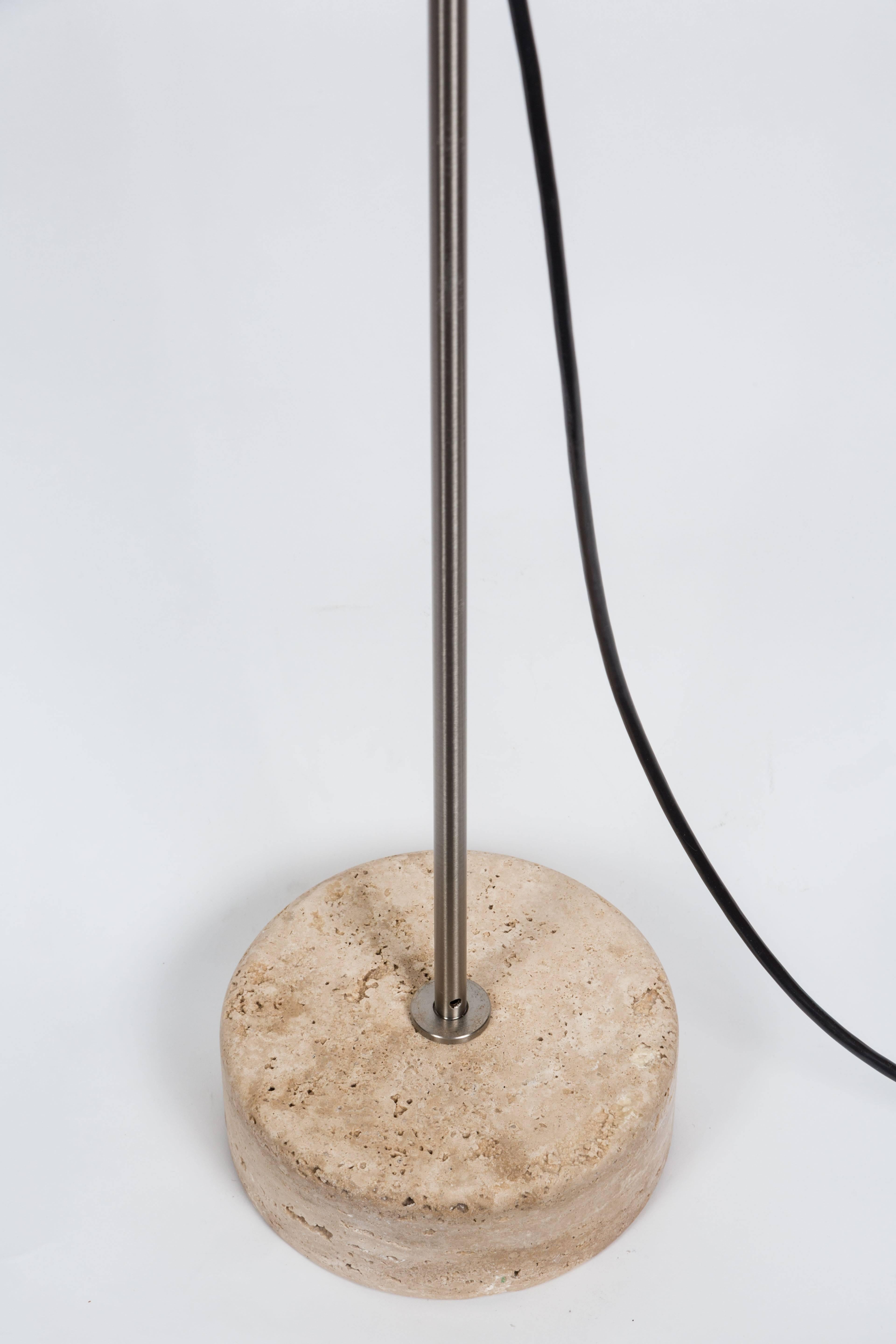 Tito Agnoli Model #387 'Agnoli' Floor Lamp in Nickel and Travertine for Oluce For Sale 4
