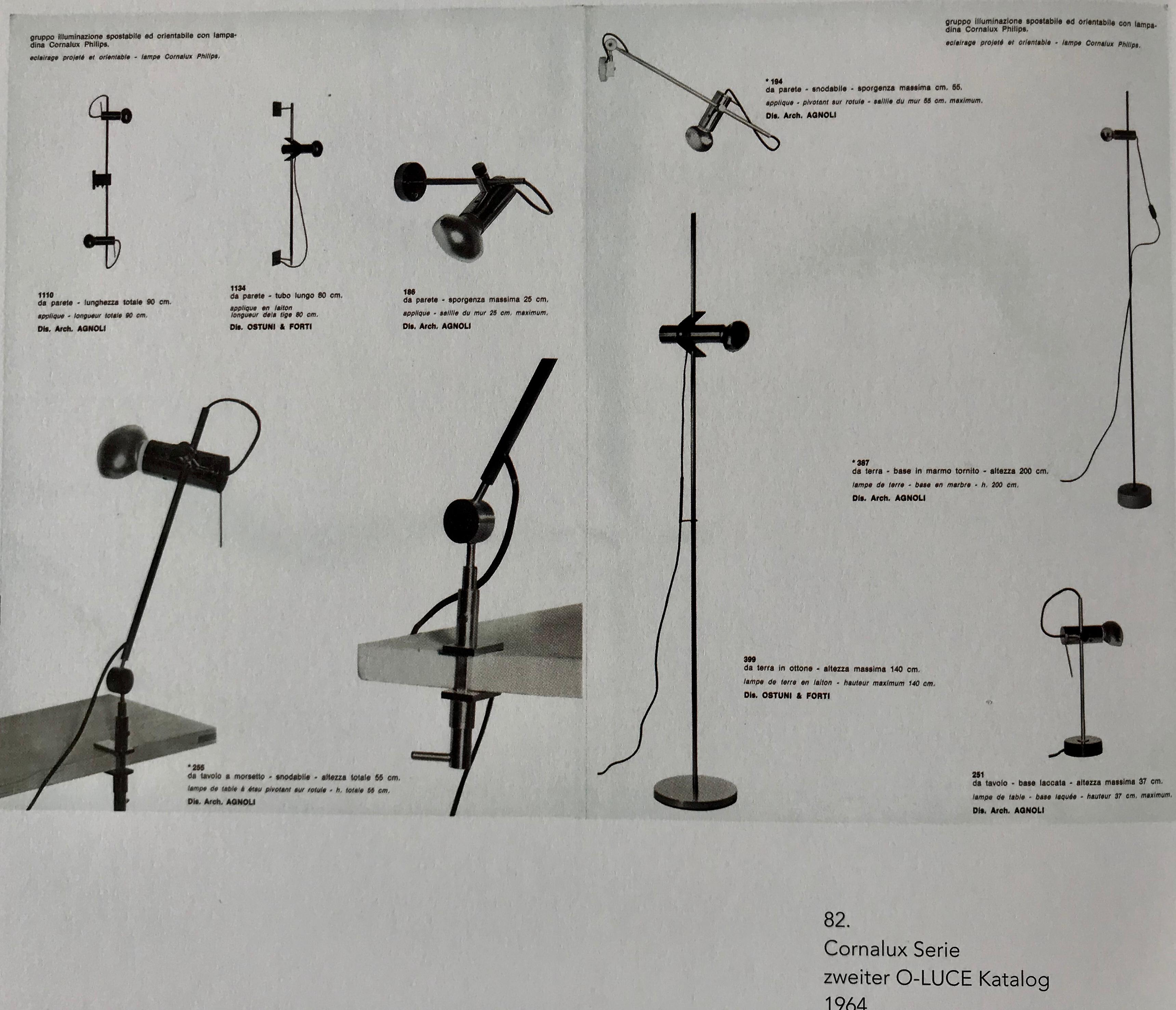 Lampadaire « Agnoli » Tito Agnoli Modèle #387 en nickel et travertin pour Oluce Neuf - En vente à Glendale, CA