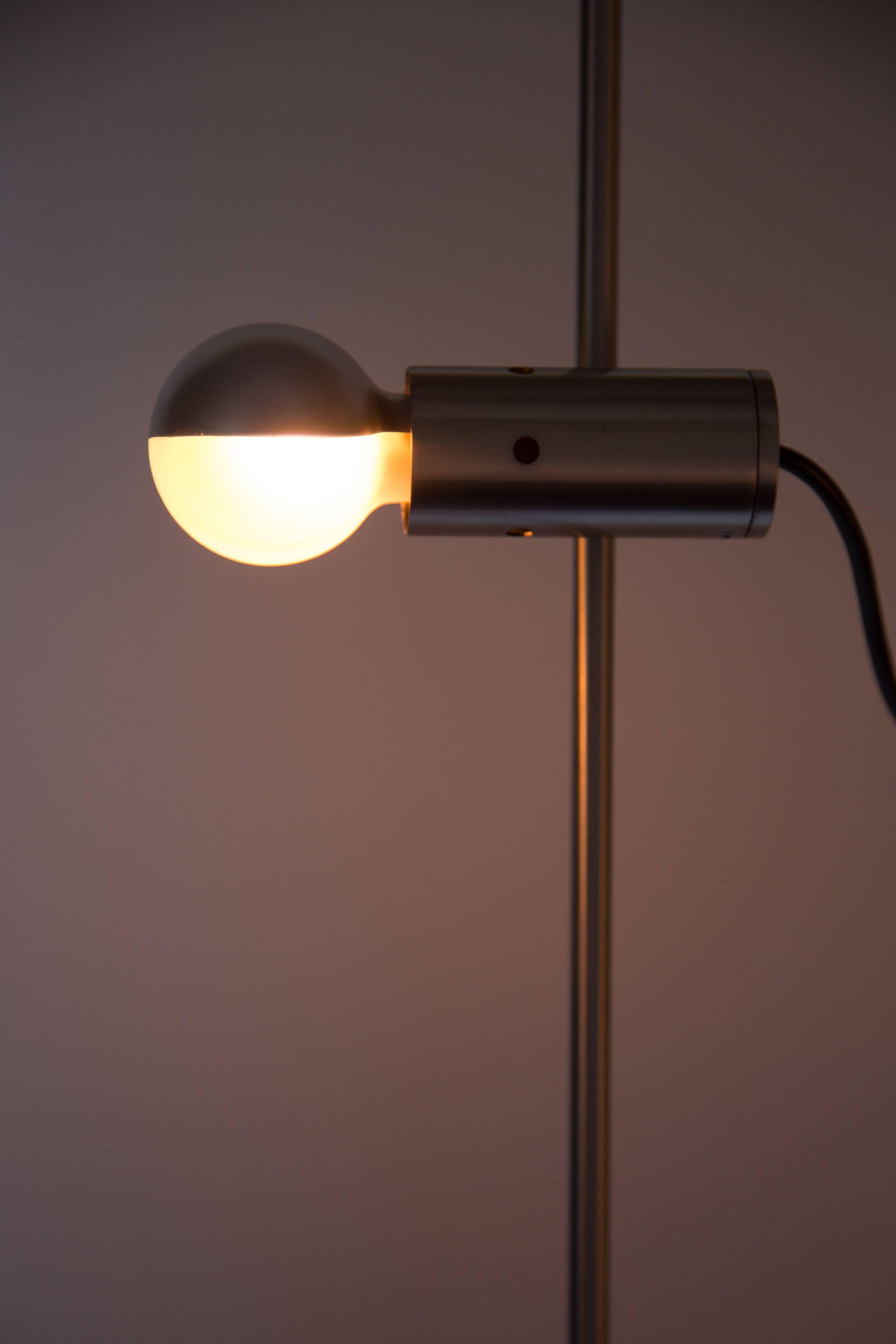Contemporary Tito Agnoli Model #387 'Agnoli' Floor Lamp in Nickel and Travertine for Oluce For Sale