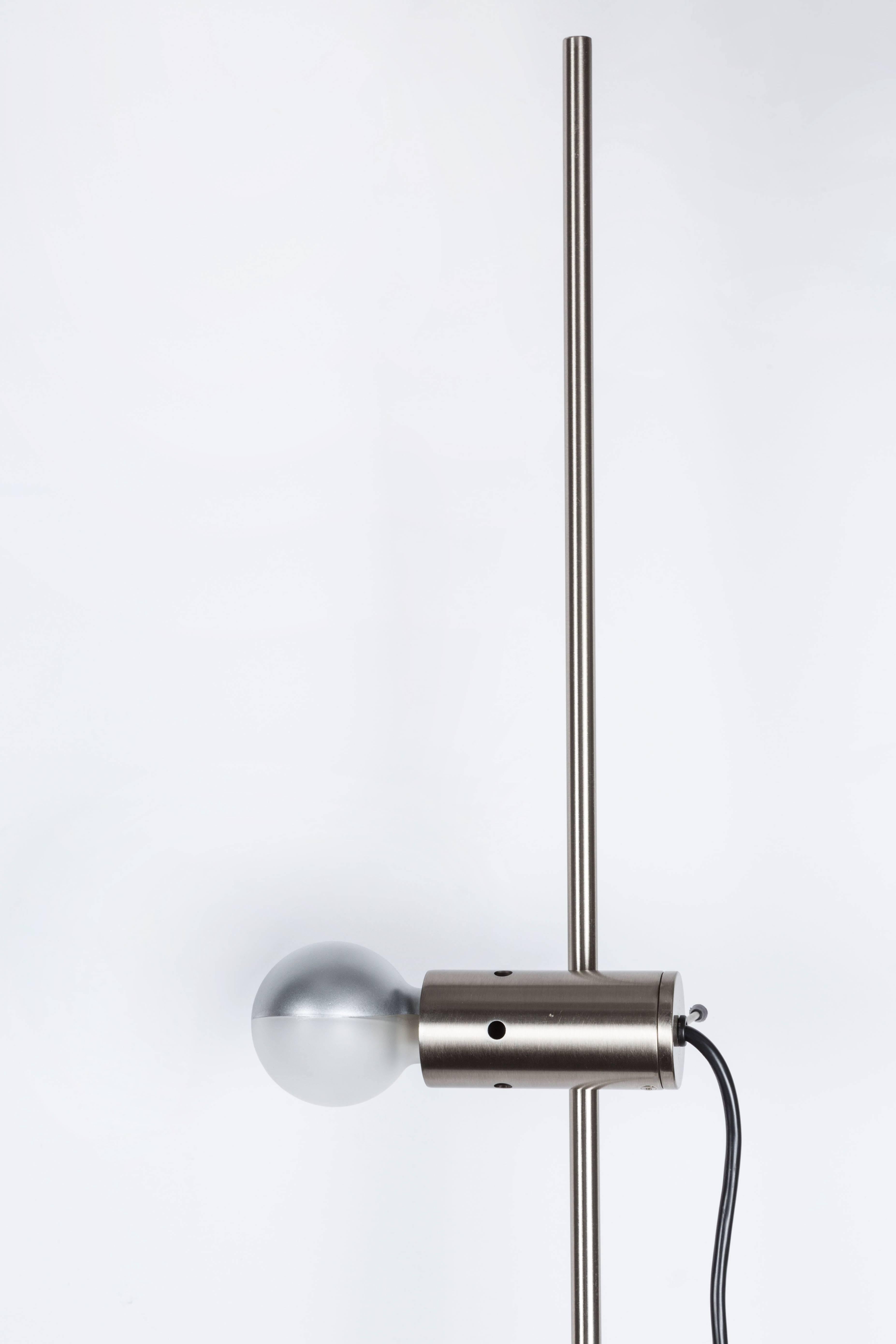 Metal Tito Agnoli Model #387 'Agnoli' Floor Lamp in Nickel and Travertine for Oluce For Sale