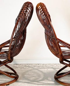 Tito Agnoli Armchairs Model “Tre Cerchi” in Rattan Wood for Bonacina, Italy 1959