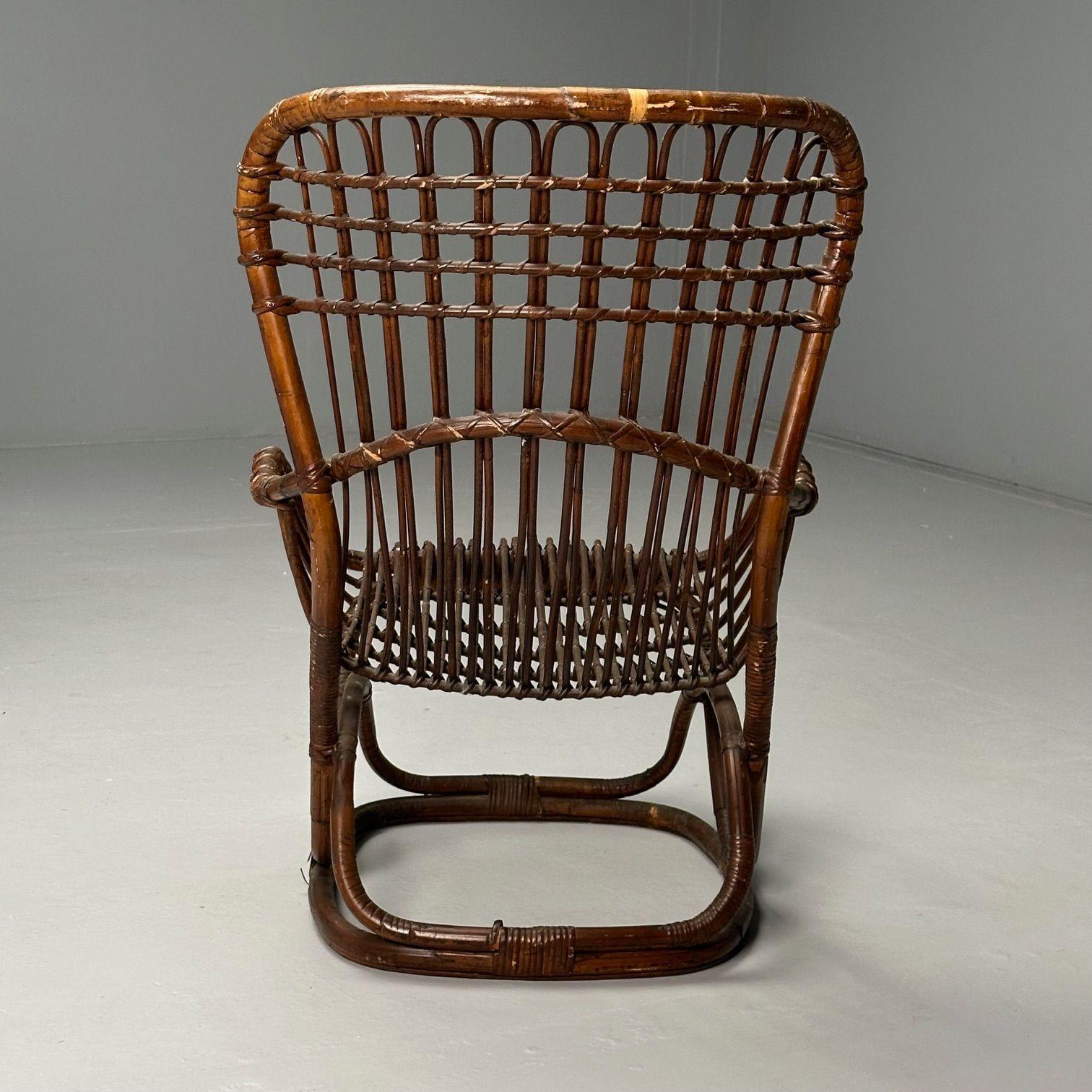 Tito Agnoli Attr, Sedie moderne di metà secolo, Sedie occasionali, Rattan, Bamboo 3