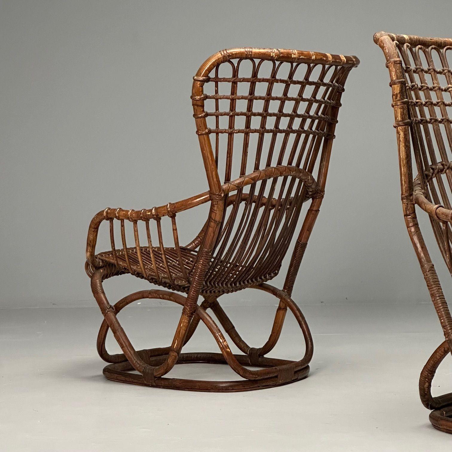 Tito Agnoli Attr, Sedie moderne di metà secolo, Sedie occasionali, Rattan, Bamboo 2