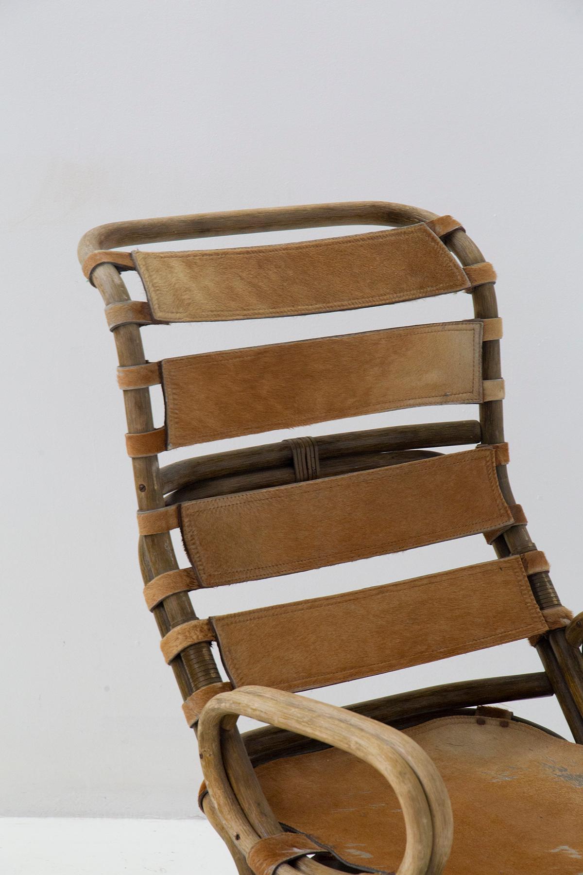 Tito Agnoli Attr. Vintage Italian bamboo armchairs in pony In Good Condition For Sale In Milano, IT