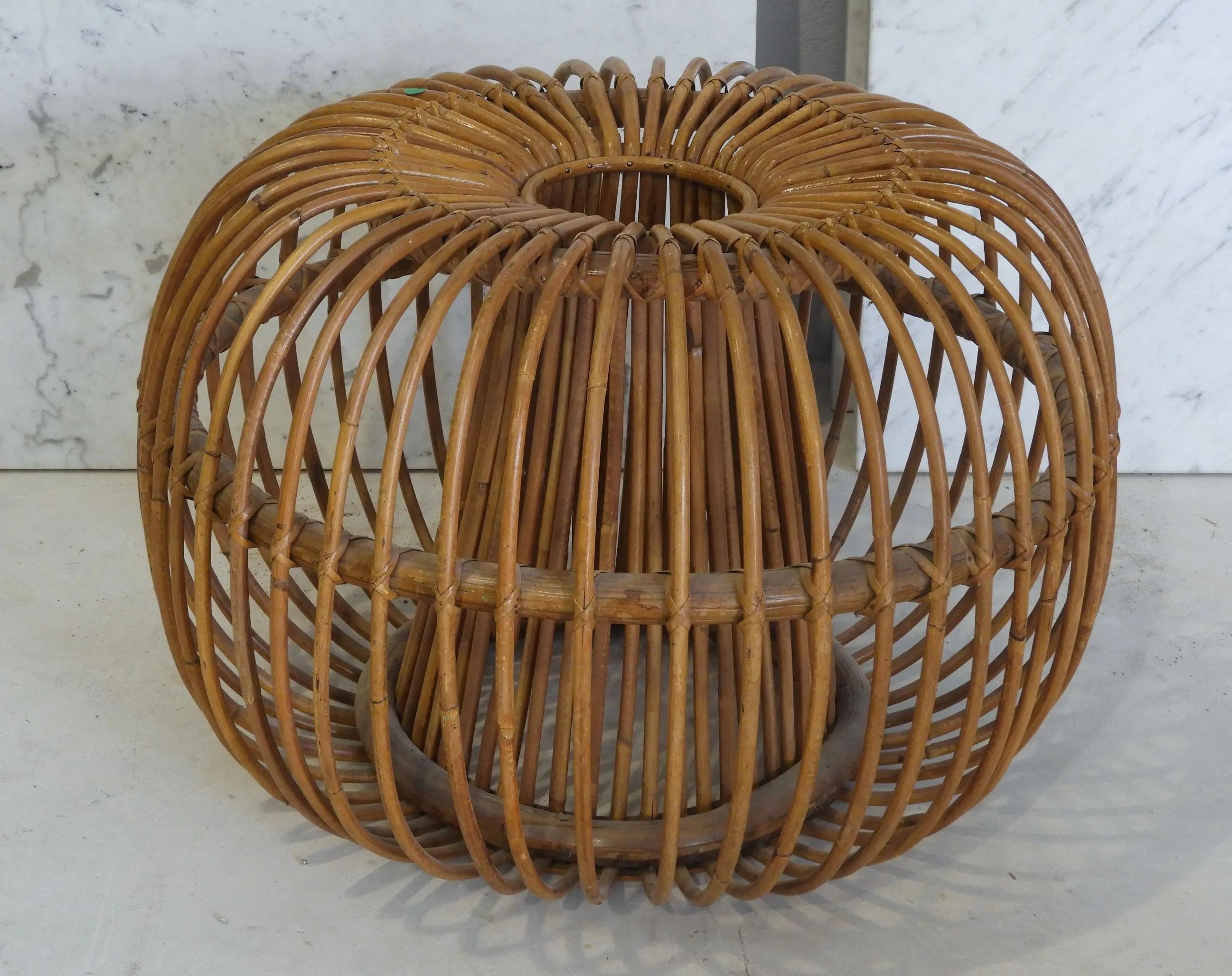 Tito Agnoli attributed bamboo stool, circa 1960.