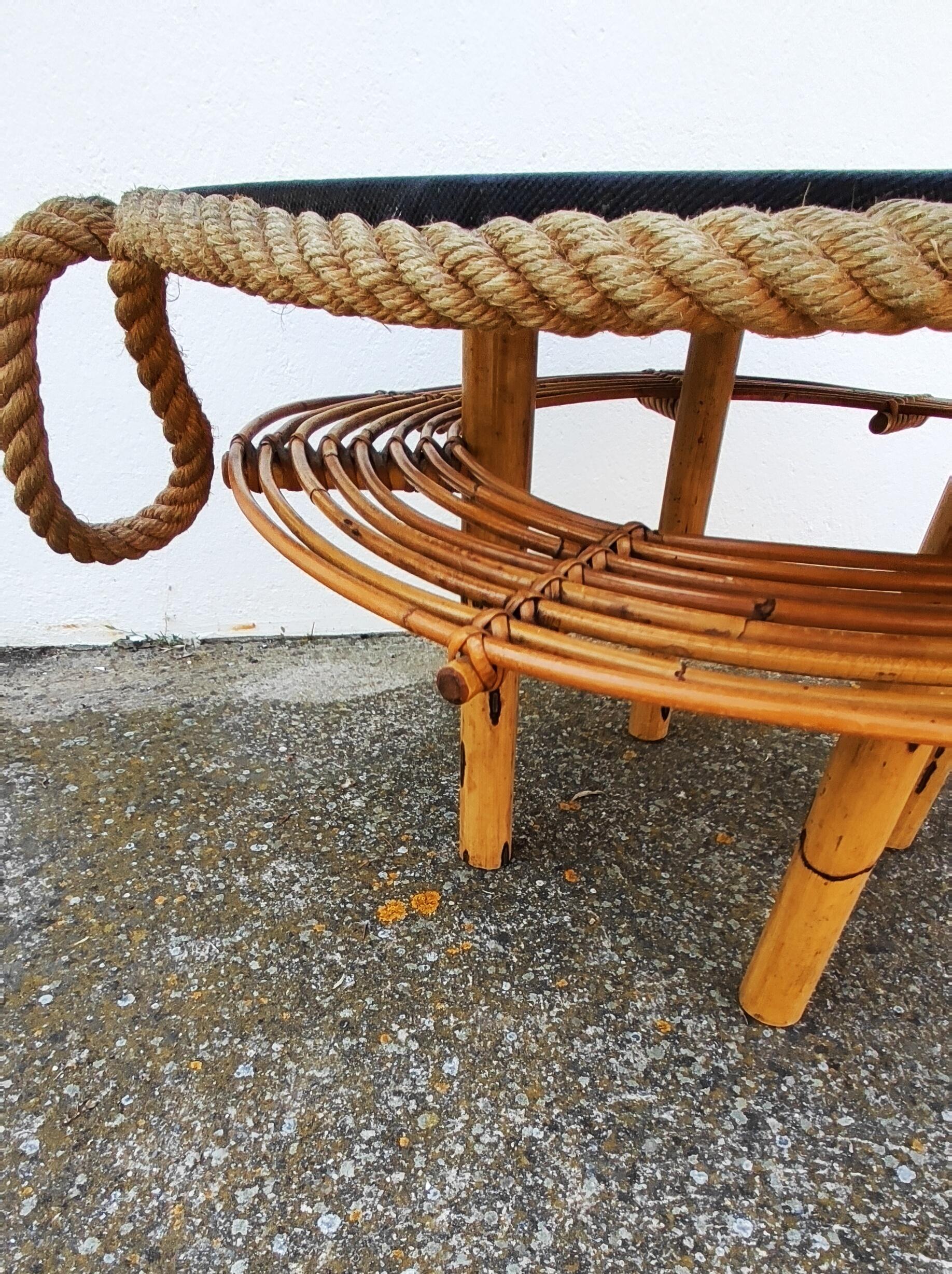 Tito Agnoli Attributed Bar Cocktail Rattan Coffee Table, Italy, 1960s 2