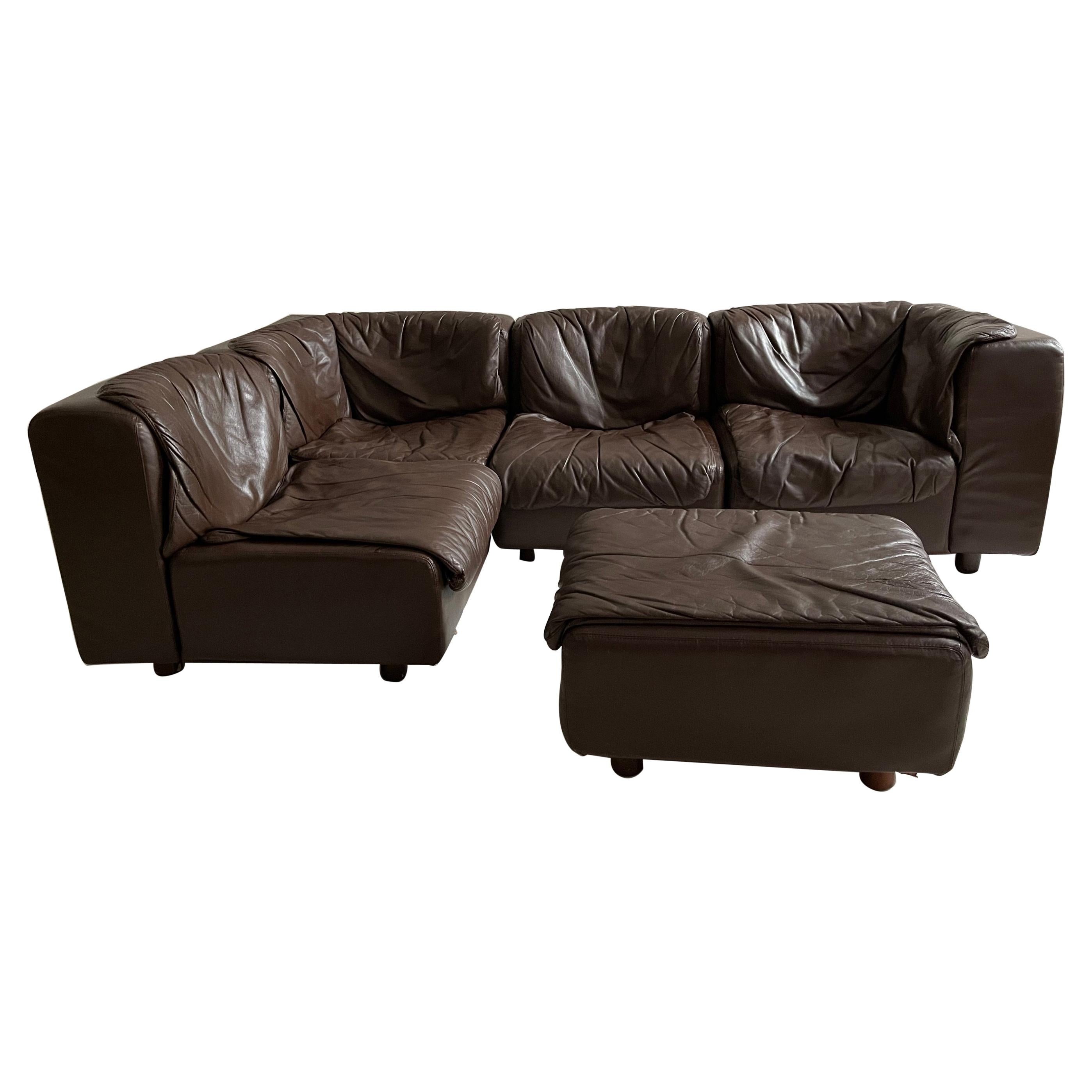 Tito Agnoli Attributed Modular, Soft Leather Sectional