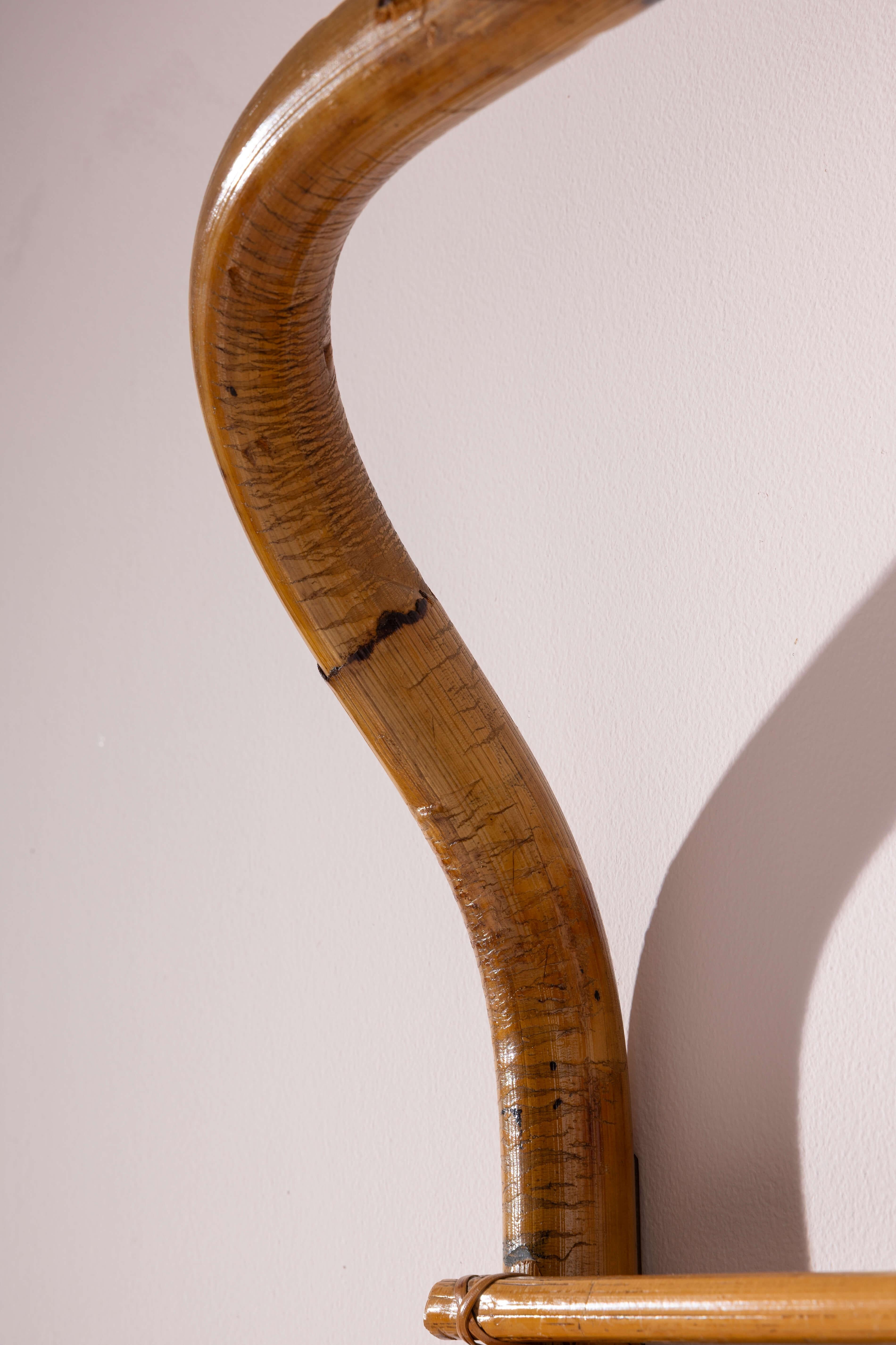 Perchero de bambú y cuero de Tito Agnoli para Bonacina, Italia, años 60 en venta 2