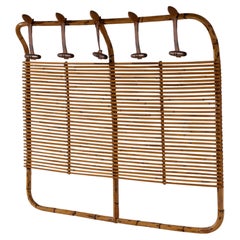 Tito Agnoli bamboo and leather coat rack for Bonacina, Italy, 1960s
