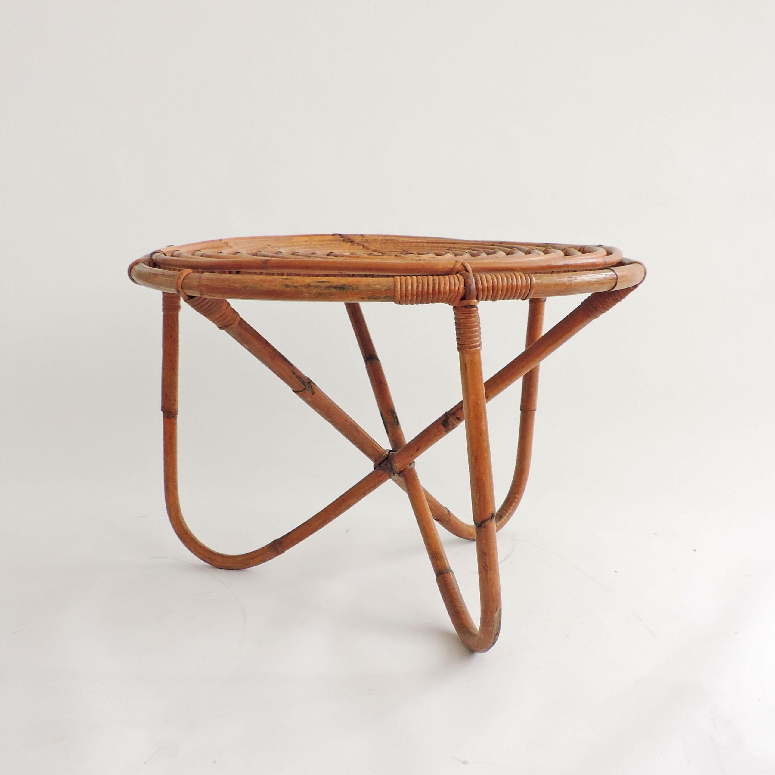 Mid-Century Modern Table basse en bambou Tito Agnoli pour Bonacina, Italie, années 1960 en vente